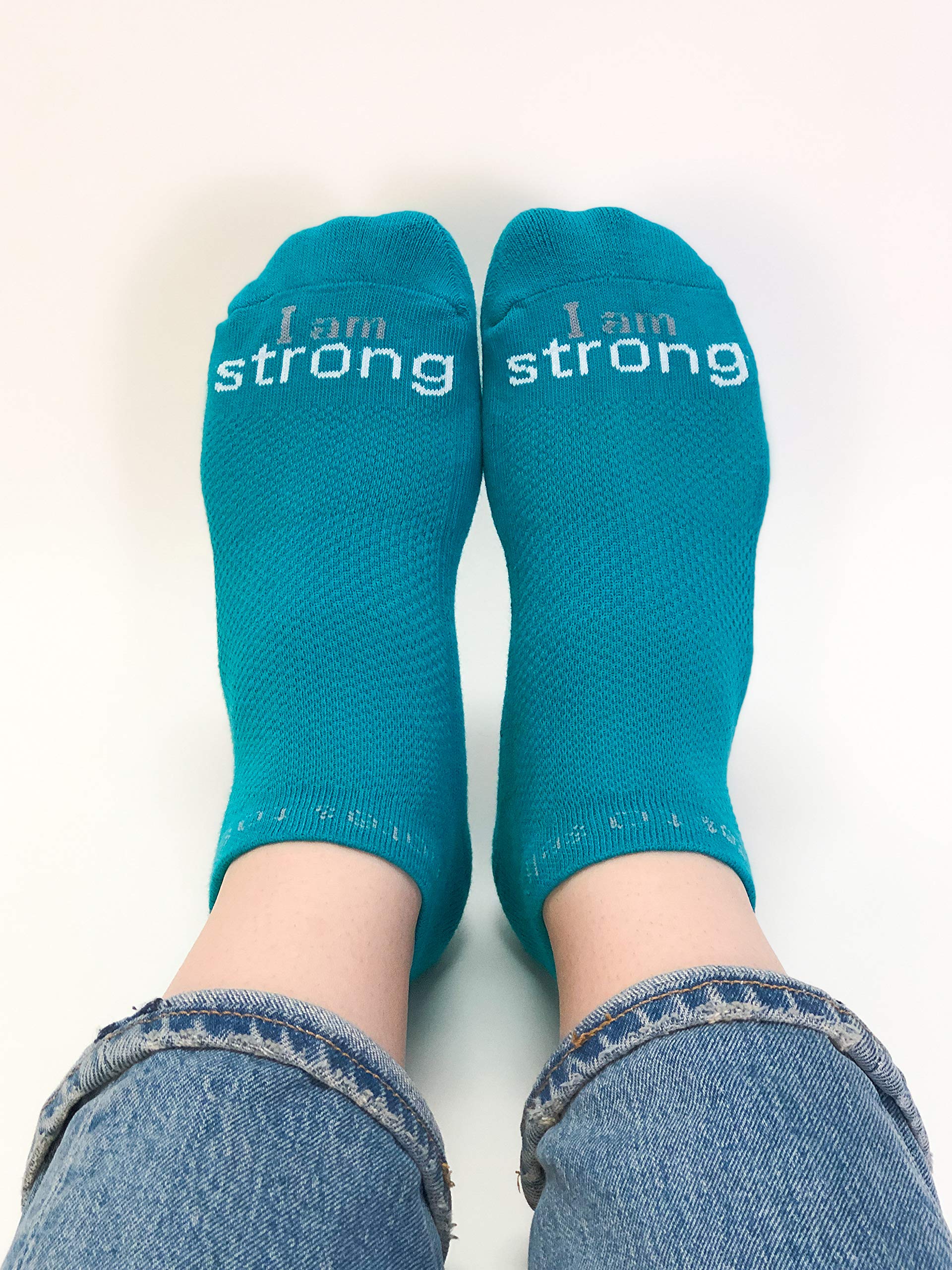 Inspirational 'I Am Strong' Socks for Women & Men - Motivational Quote Socks for Workouts, Yoga & Daily Encouragement