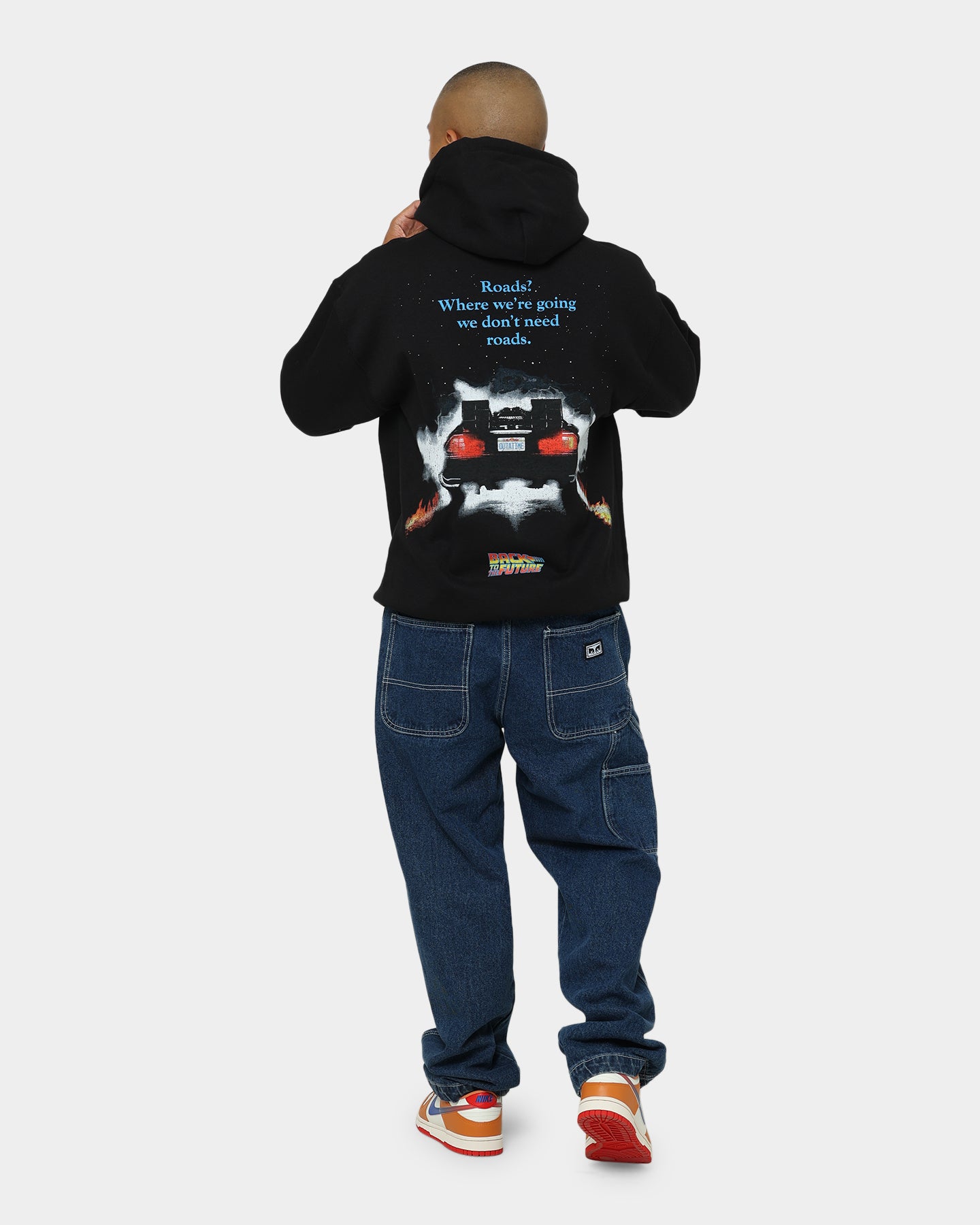 Back To The Future 1 Hoodie - American Thrift Official Merchandise - Black Pullover Sweatshirt - Perfect for Cosplay, Movie Nights & 80s Retro Fashion