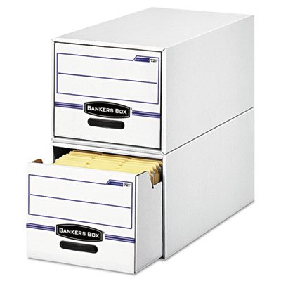 Bankers Box Stor/Drawer File Drawer Storage Box - Letter Size, White/Blue, 6-Pack | Portable File Folders & Office Document Organizer for Home, Office, and School Use