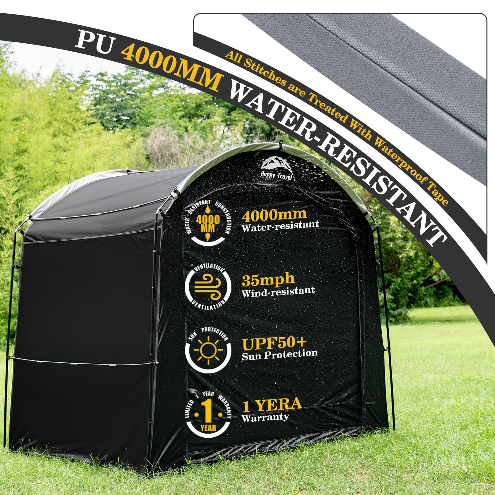 Waterproof Bike Storage Shed Tent - Portable Bicycle Cover with 30% Extra Top Space for 2/3/4/5 Bikes | Easy Setup with Clips | Outdoor Shelter for Motorcycles, Garden Tools & Lawn Mowers | Perfect for Garage, Backyard & Camping Storage