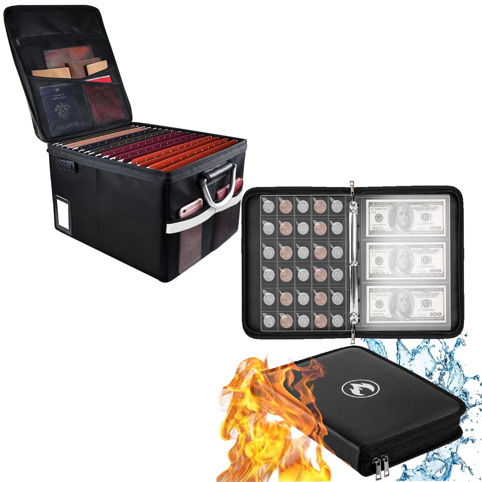 Fireproof File Cabinet Box & Fireproof Document Bag with Lock - Aluminum Foil Coated for Heat Protection | Secure Storage for Important Documents, Certificates & Cash | Home, Office & Emergency Use