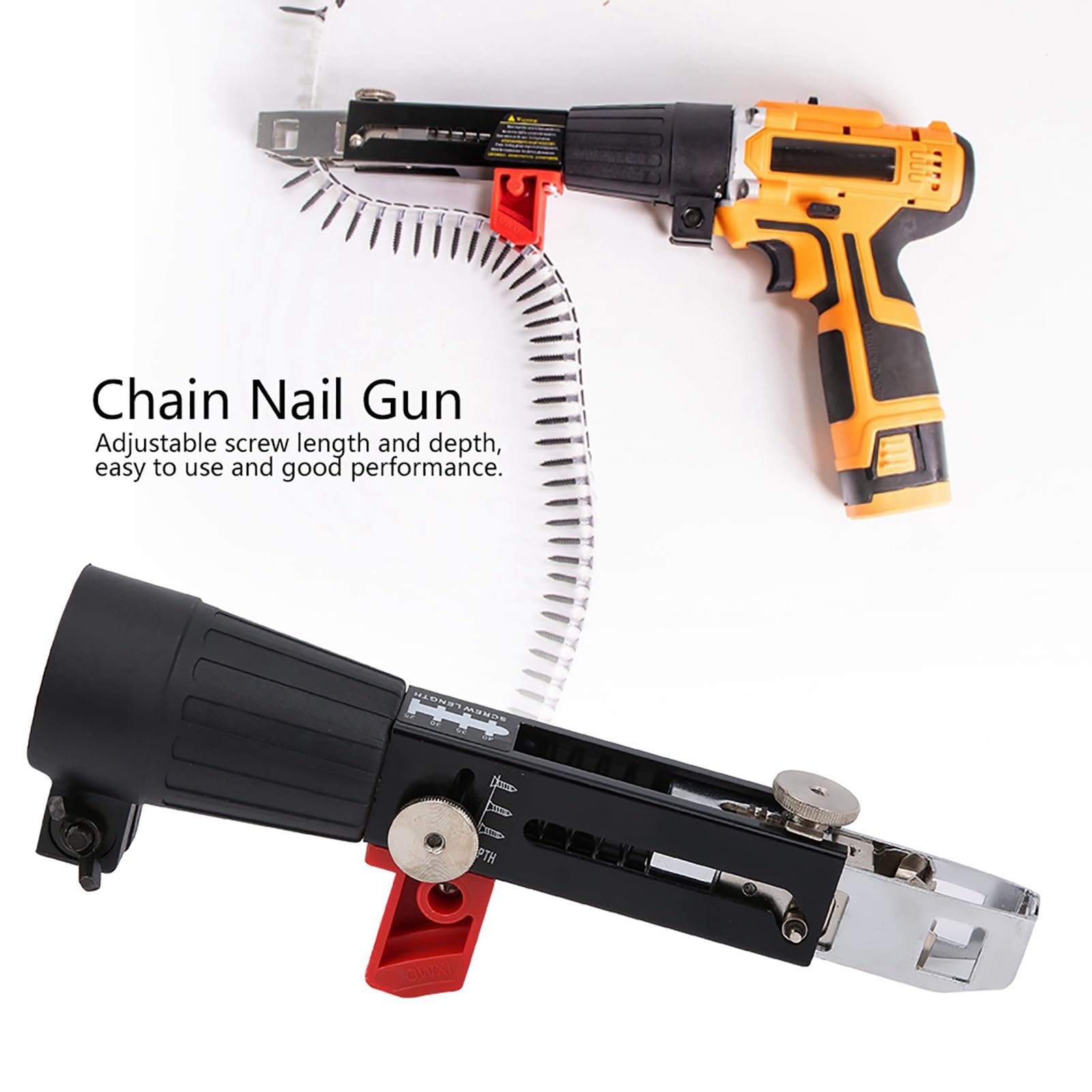 Auto Feed Screw Gun - Collated Screwdriver for Drywall, Wood & Ceiling Installation | Electric Drill Attachment for Gypsum Board, Partition Walls & Wood Panels | Perfect for Construction, DIY Projects & Home Renovations