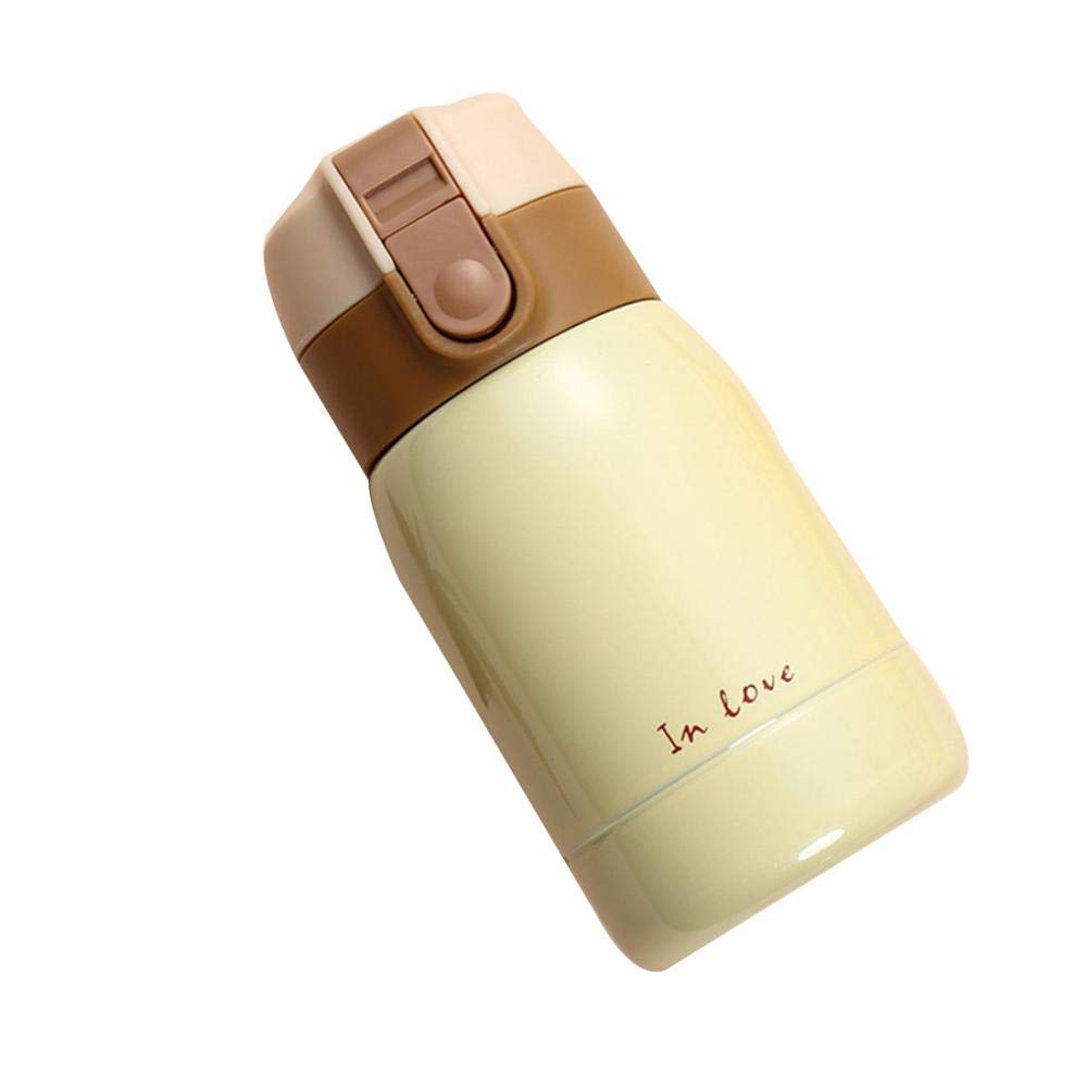 7 Oz Small Stainless Steel Insulated Water Bottle - Leakproof Hot & Cold Thermos for Kids, Milk, Lunch - Perfect for School, Travel, Hiking & Outdoor Activities (Beige)