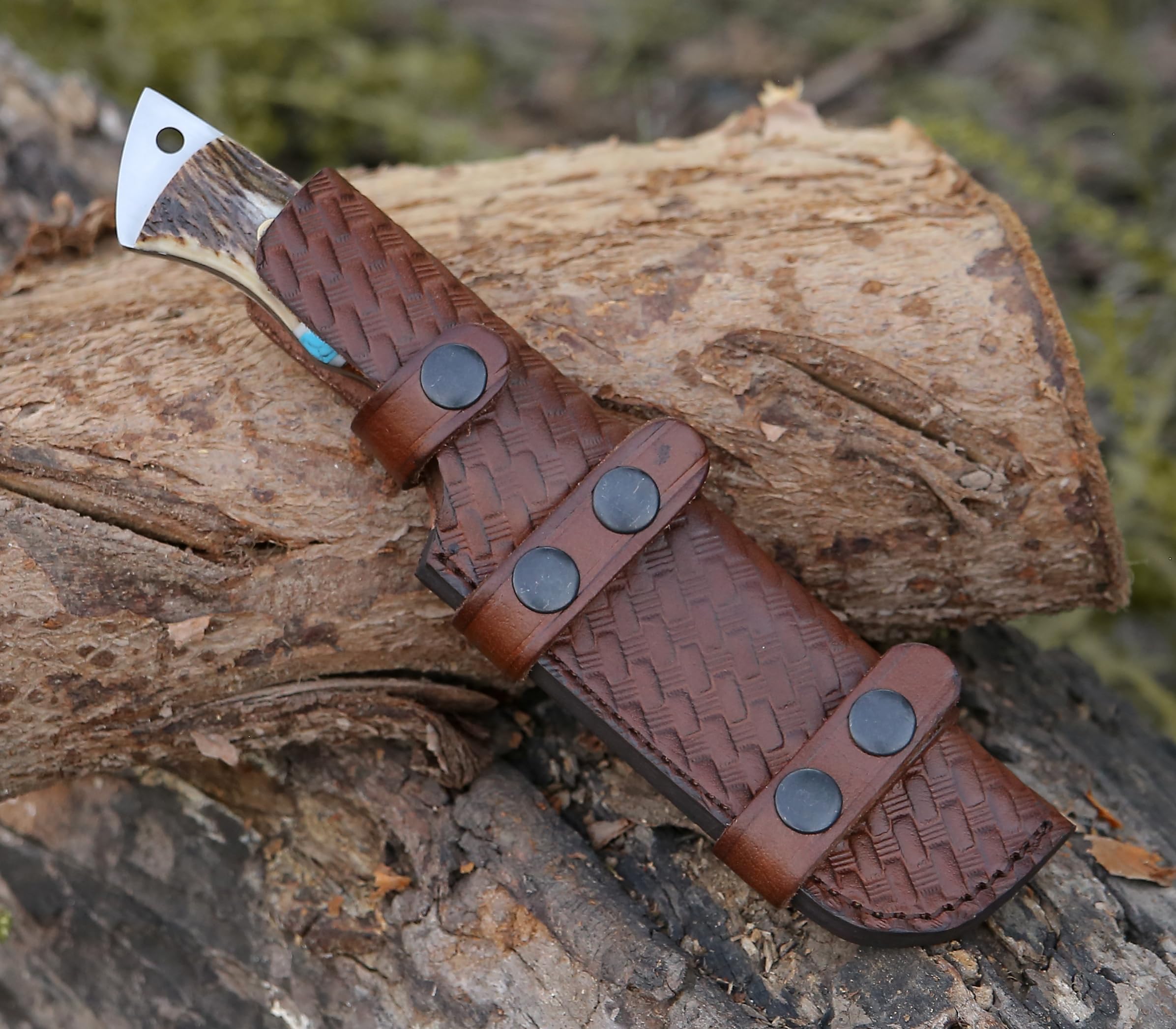ExoSharp Damascus Gut Hook Hunting Knife - 9.5