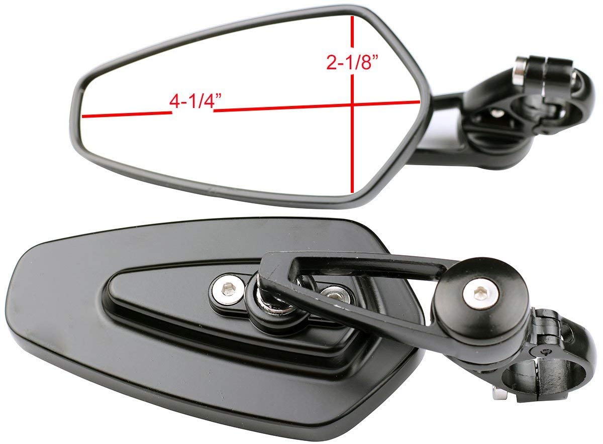 Black CNC Motorcycle Handlebar Bar End Mirrors - 1 Pair for 2006 Triumph Bonneville | Durable, Adjustable & Vibration-Resistant for Street & Cruiser Bikes