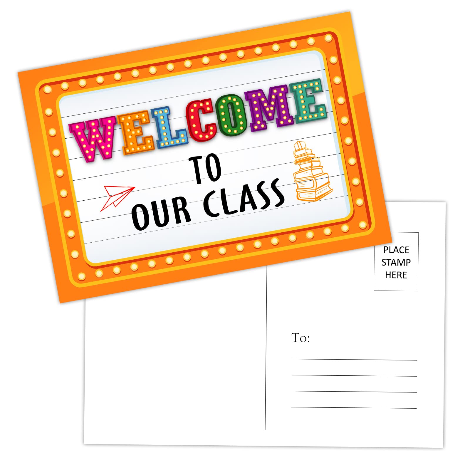 FaCraft 30Pcs Welcome Back to School Postcards for Students - Colorful Confetti Classroom Greeting Cards from Teachers | Perfect for First Day of School, Classroom Decor & Student Gifts