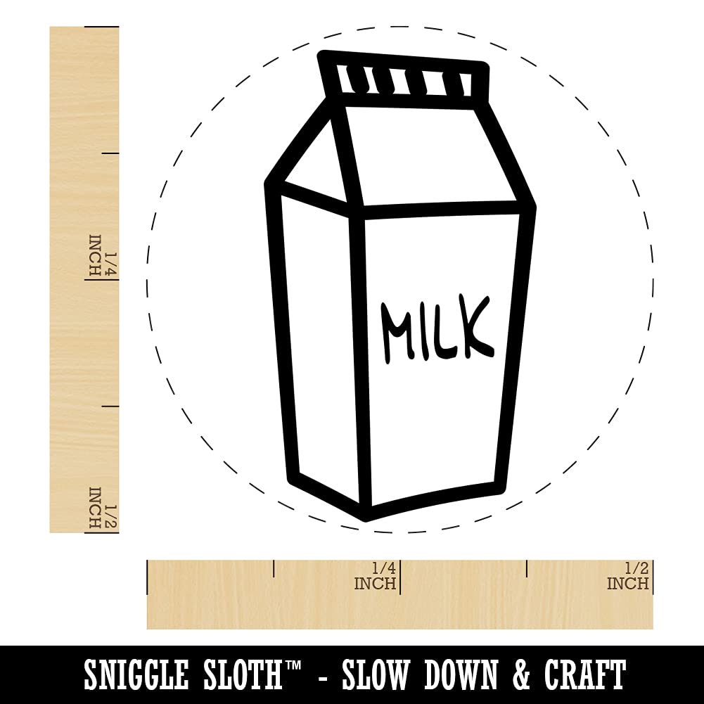 1/2 Inch Mini Milk Carton Self-Inking Rubber Stamp with Brown Ink - Perfect for Crafting, Planner Stamping, DIY Projects & Scrapbooking