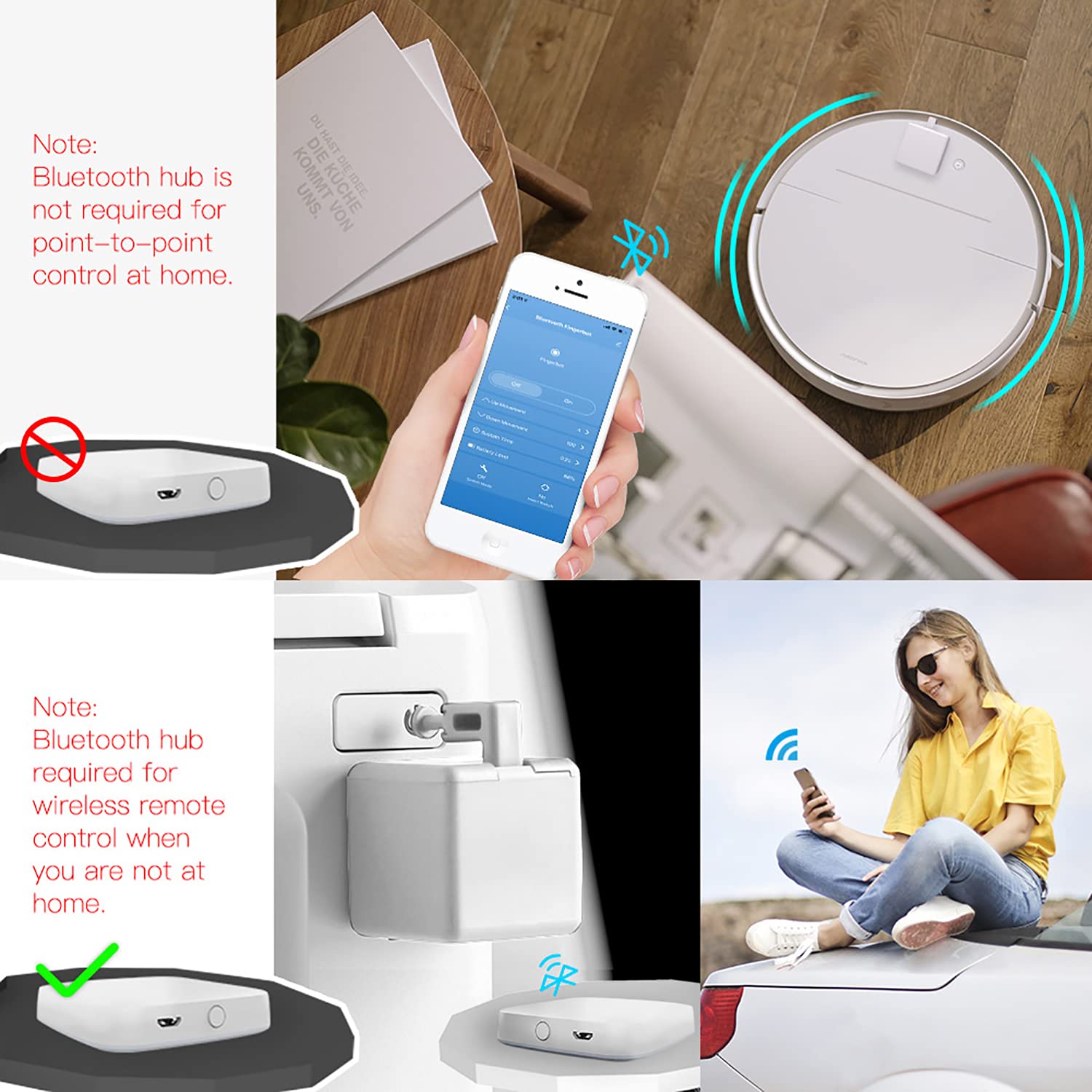 Smart Switch Button Pusher - Wireless App & Timer Control, No Wiring Bluetooth Fingerbot for Light Switch, Doorbell, Coffee Maker, Fan - Works with Alexa & Google Home (White) | Perfect for Smart Homes, Office Automation & Hands-Free Control