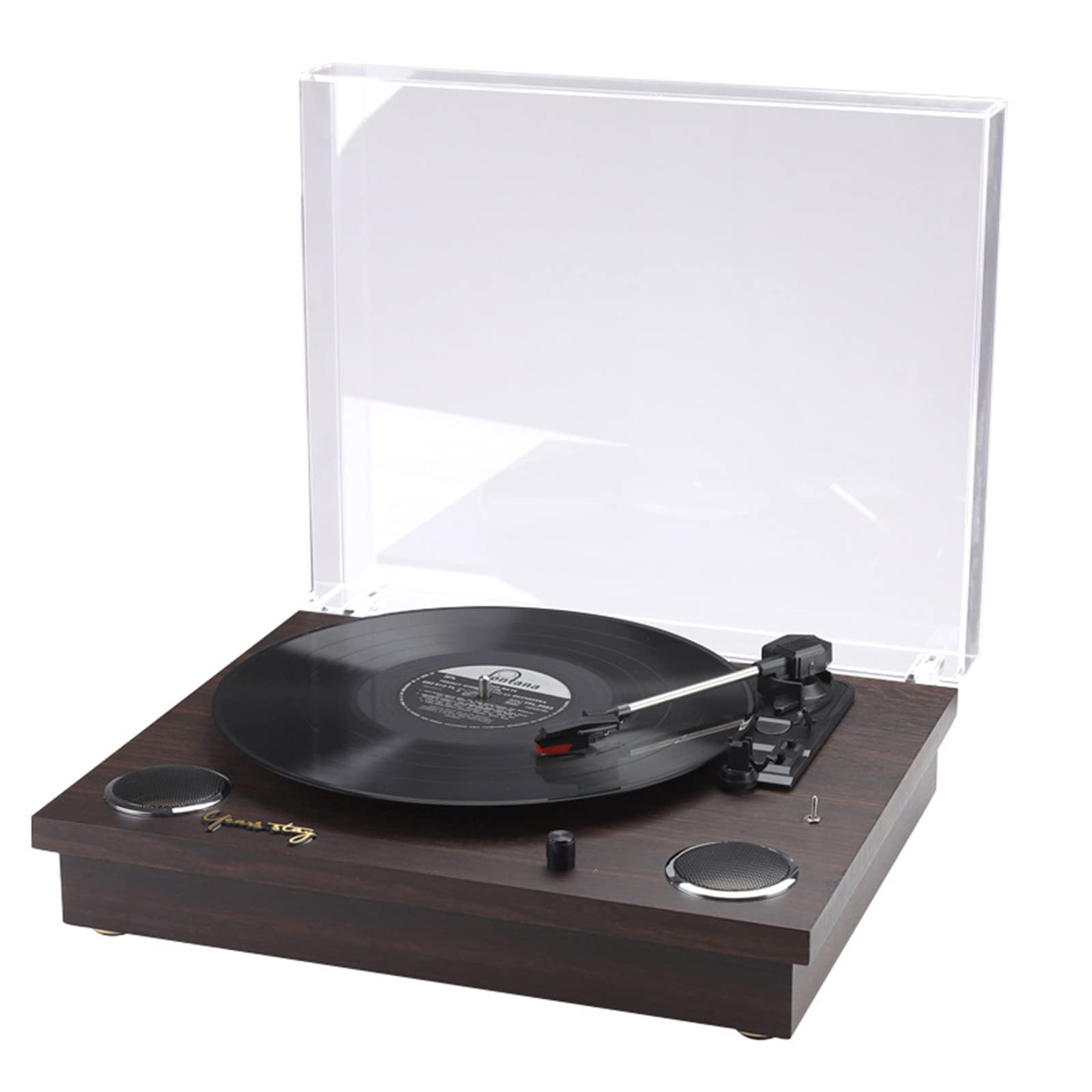 ZXNQ 3-Speed Bluetooth Turntable with Built-in Speakers - Belt Drive Vinyl Record Player, Headphone & RCA Output, Walnut Wood Finish - Perfect for Home Decor, Vintage Music Lovers & Gift Giving