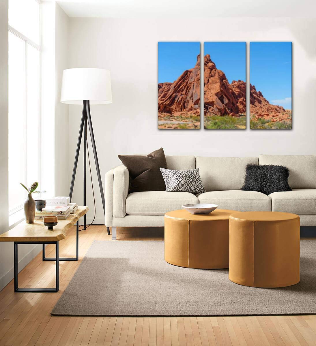 Vegas Landscape Canvas Wall Art - 3 Panels for Living Room & Bedroom