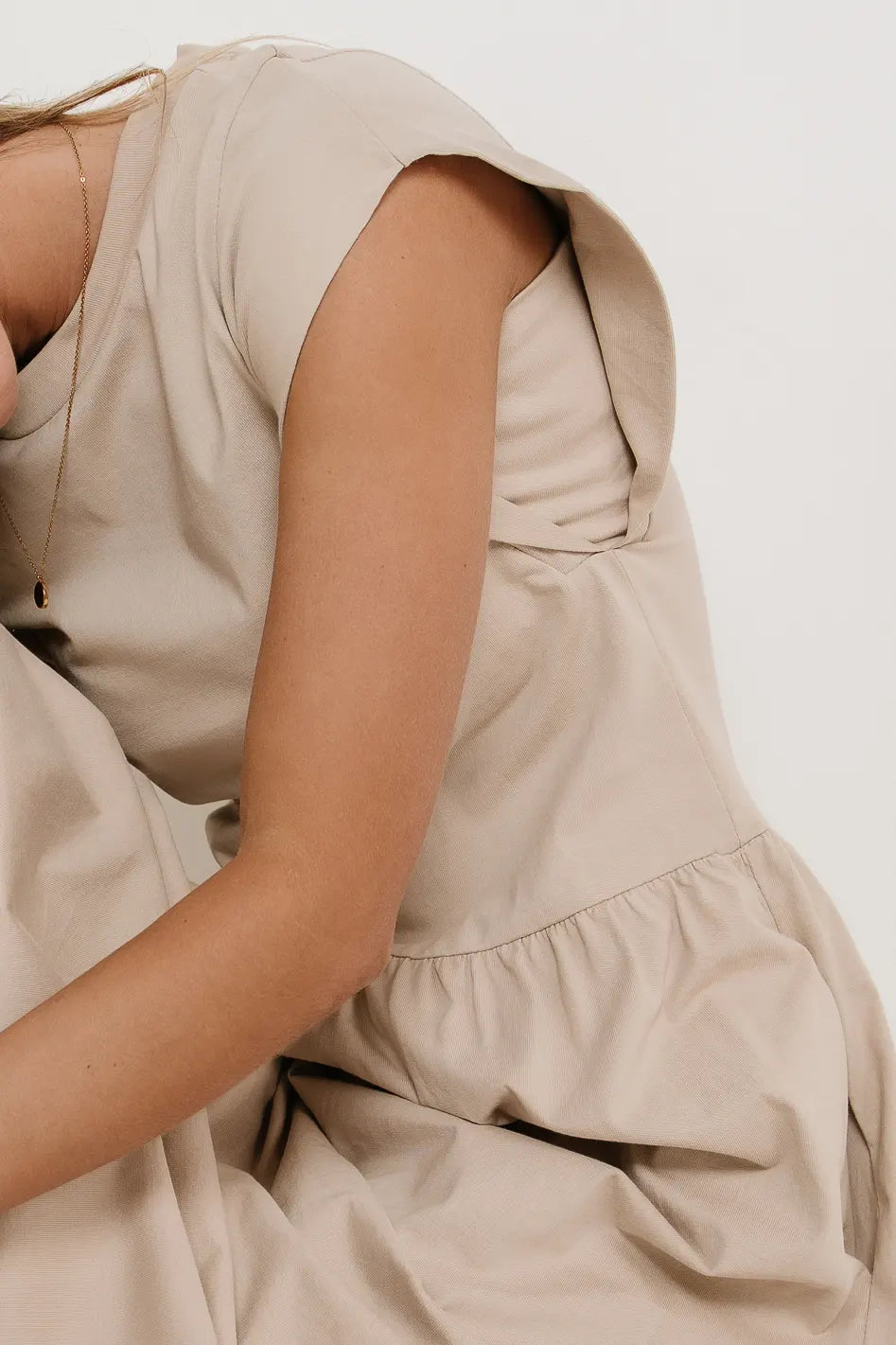 Louie Beige Midi Dress for Women - Elegant & Comfortable FINAL SALE | Perfect for Office, Date Night & Special Occasions