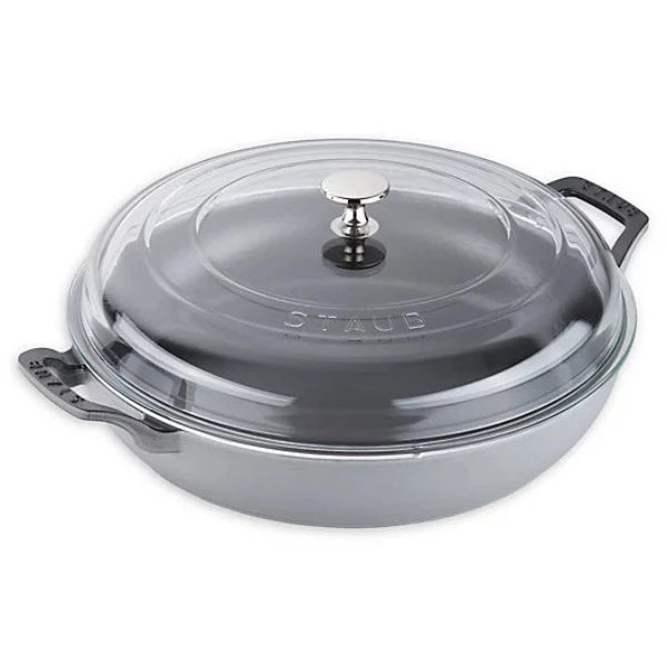 Staub Enameled Cast Iron Braiser with Glass Lid - 5.5 Qt Dutch Oven for Roasting, Baking & Searing - Perfect for Stovetop, Oven & Serving Dishes