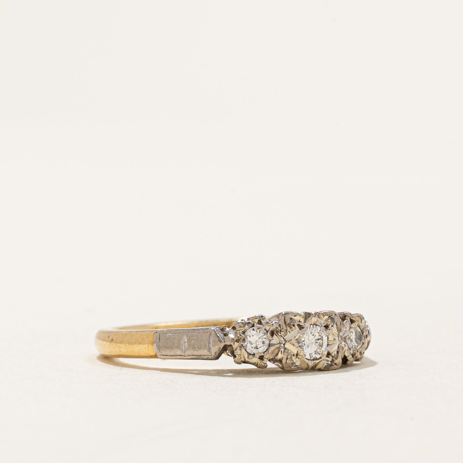 Vintage Three Stone Diamond Ring - 0.08 Carat Total Weight (CTW) - Size 5.25 - Elegant Wedding Band, Anniversary Gift for Her, Perfect for Special Occasions & Everyday Wear