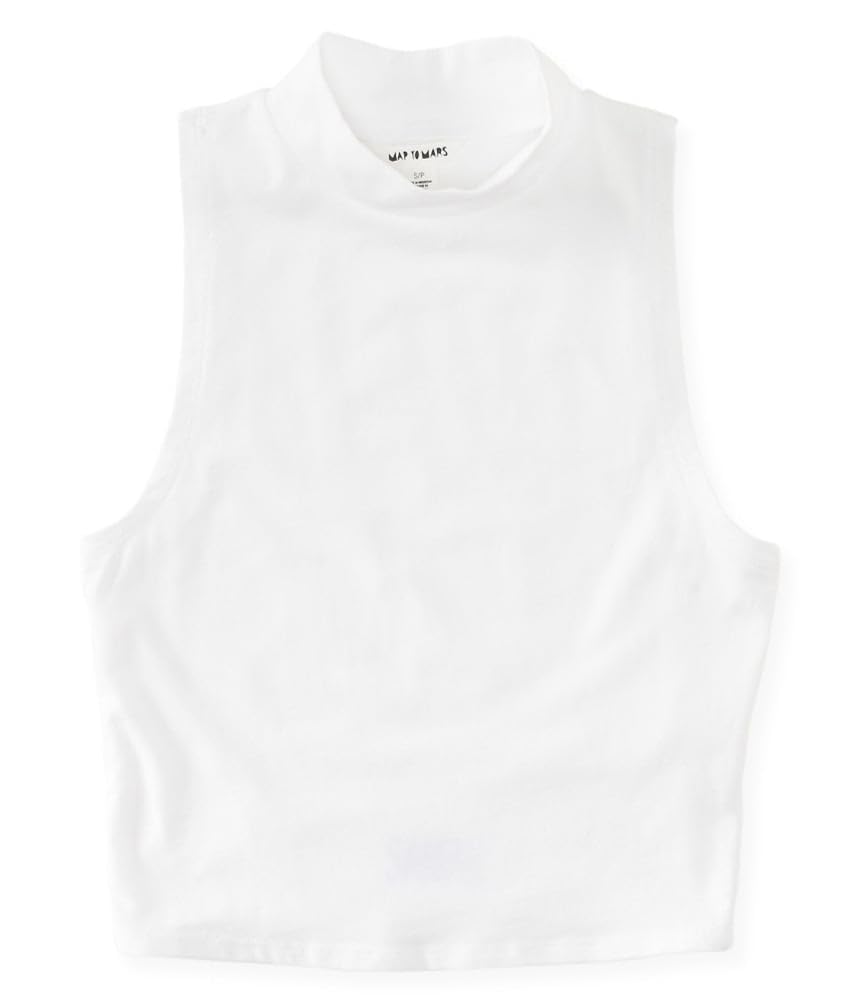AEROPOSTALE Women's Mock Neck Tank Top - White, X-Small | Casual Summer Tops for Women, Layering Essential, Everyday Wear