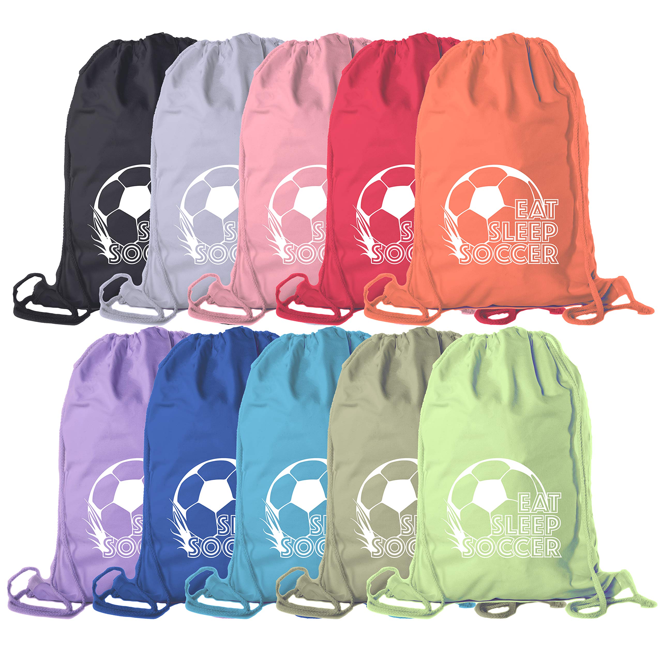 Best Lightweight Soccer Drawstring Backpack - Durable Cotton Cinch Sack for Sports & School - Perfect for Soccer Practice, Gym & Travel