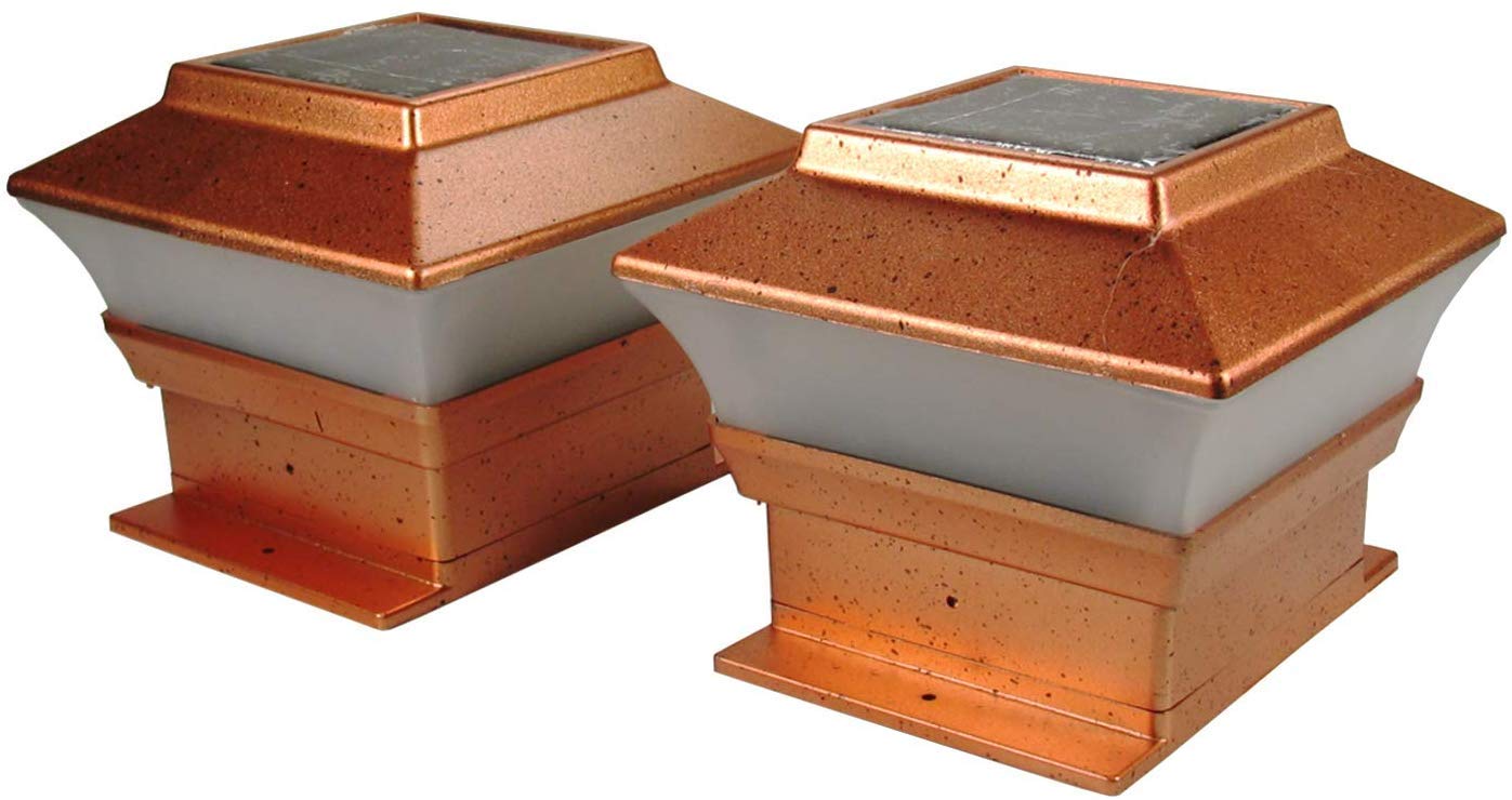 8 Pack Solar Powered Copper Outdoor Garden Lights - Waterproof LED Pathway, Deck, Patio & Fence Post Lighting for Yard, Lawn & Driveway (PL244A, 2 SMD LED) - Perfect for Landscape, Walkway & Backyard Decor