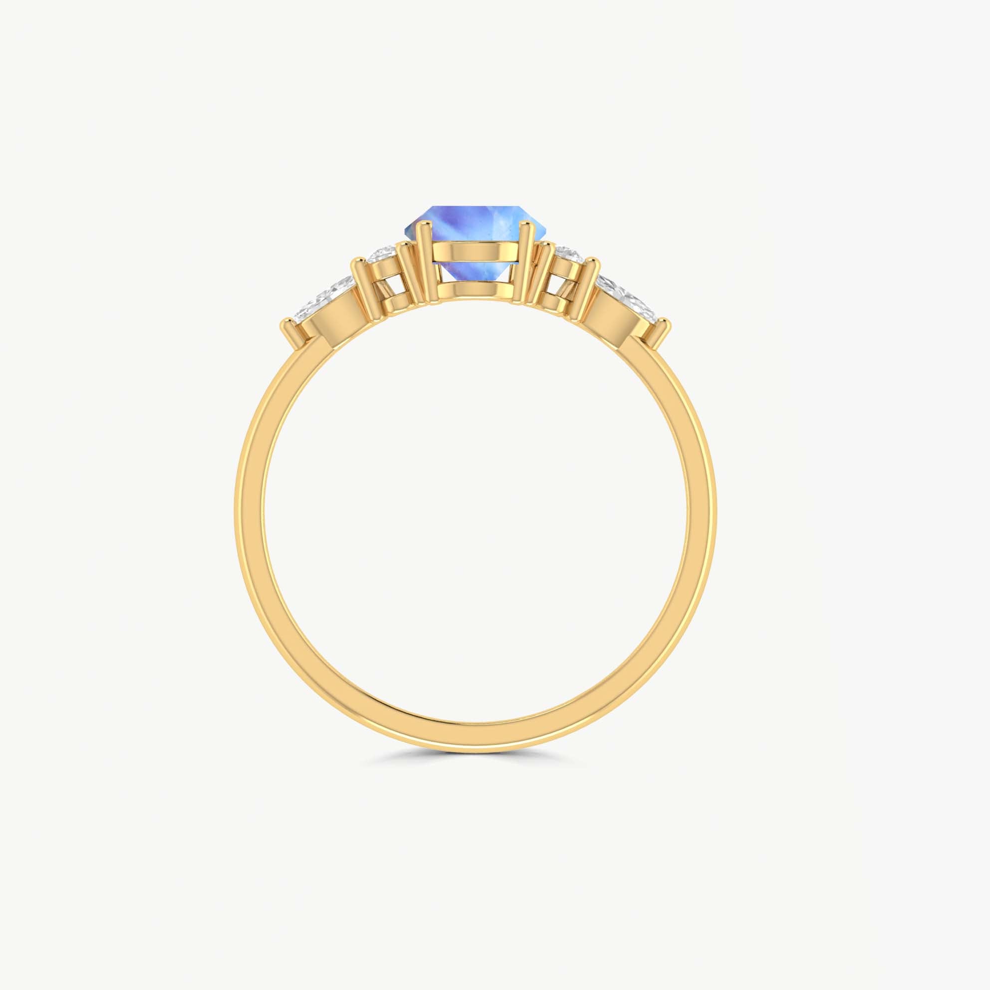 Natural Rainbow Moonstone Oval Engagement Ring for Women - Elegant Wedding, Promise & Anniversary Jewelry Gift