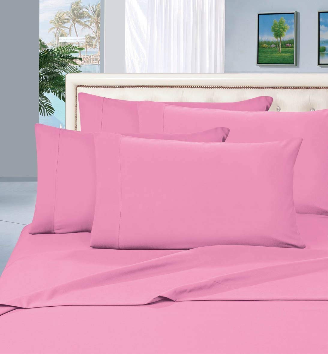 4PCs Twin 14'' Deep Pocket 100% Cotton Bed Sheet Set - Light Pink Sateen Weave Luxury Bedding, Soft & Breathable Long Staple Cotton Sheets for Comfortable Sleep - Perfect for Guest Rooms, Dorms, and Cozy Bedrooms