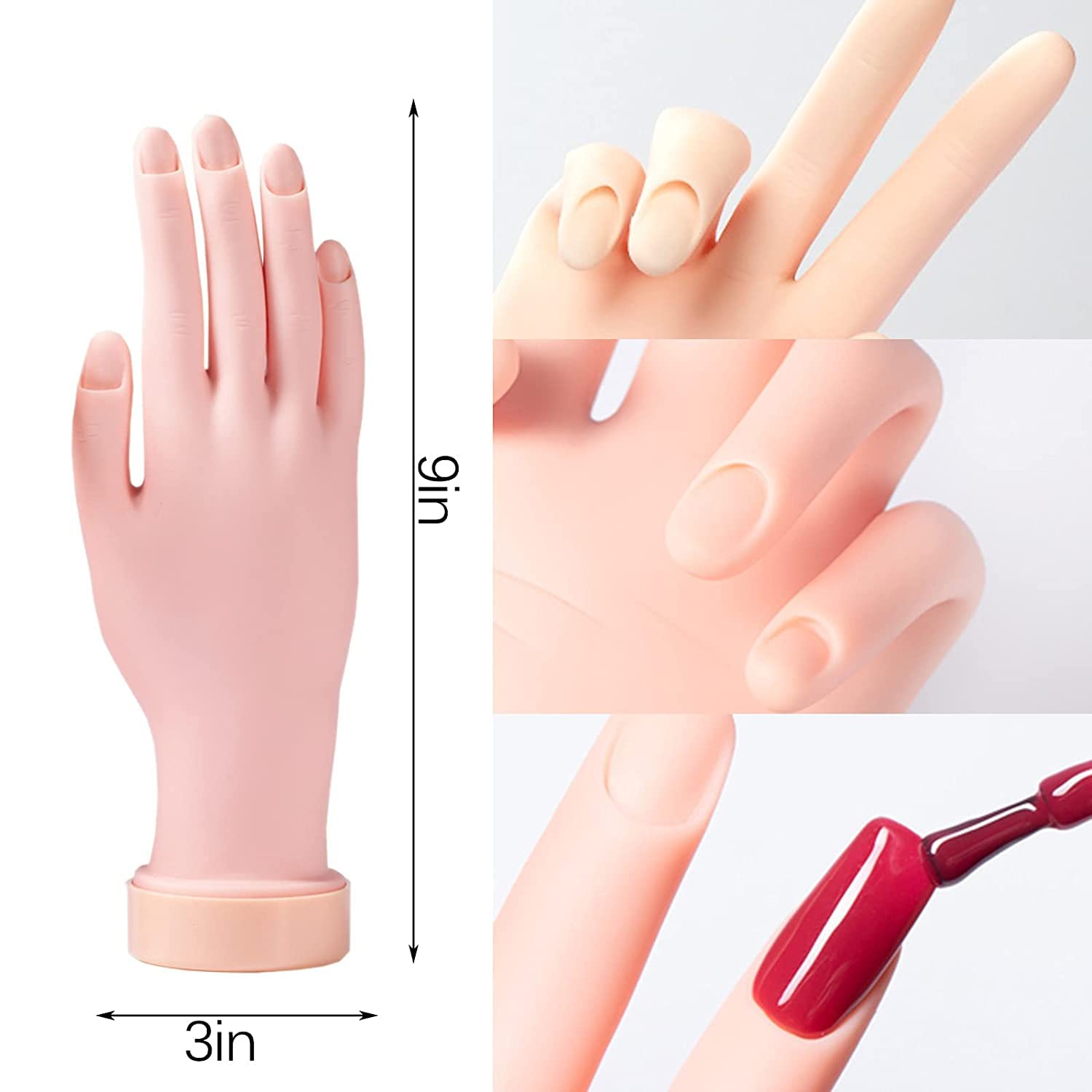 NAILWIND Flexible Bendable Mannequin Hand for Acrylic Nail Practice - Realistic Fake Hand for Nail Art Training & Manicure Practice (1-Piece) - Perfect for Nail Technicians, Students & DIY Enthusiasts at Home or Salon