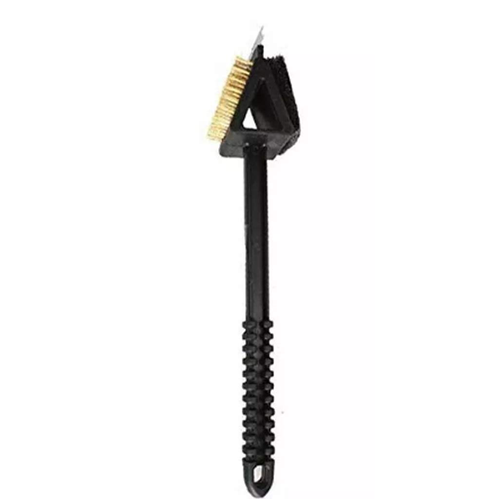 UXZDX 3-in-1 Corner Copper Wire Grill Brush - BBQ Cleaning Tool with Long Handle & Spatula for Outdoor Cooking, Camping & Backyard Grilling