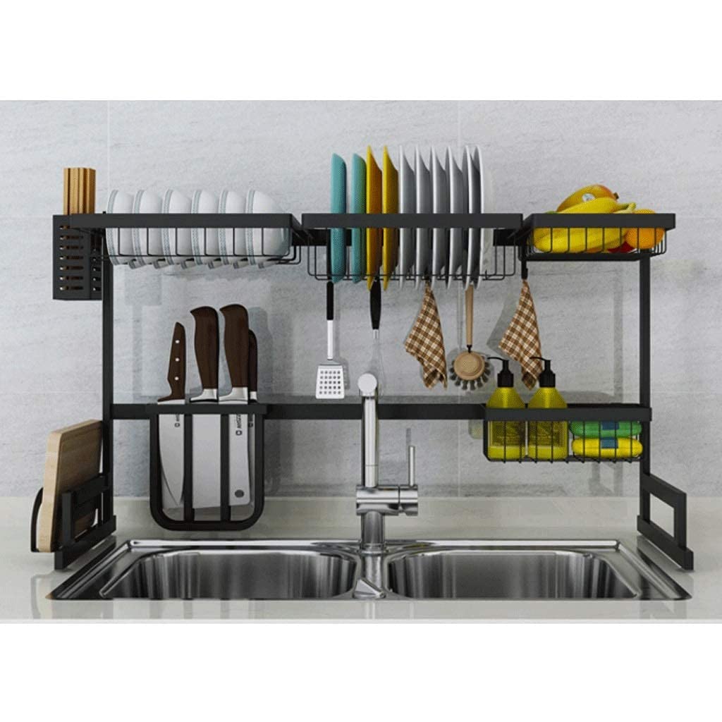 Stainless Steel Kitchen Shelf Organizer - Dish Drying Rack Over Sink, Countertop Storage Utensil Holder for Kitchen Organization (Size A) | Perfect for Small Spaces, Apartment Living & Dish Drying Needs