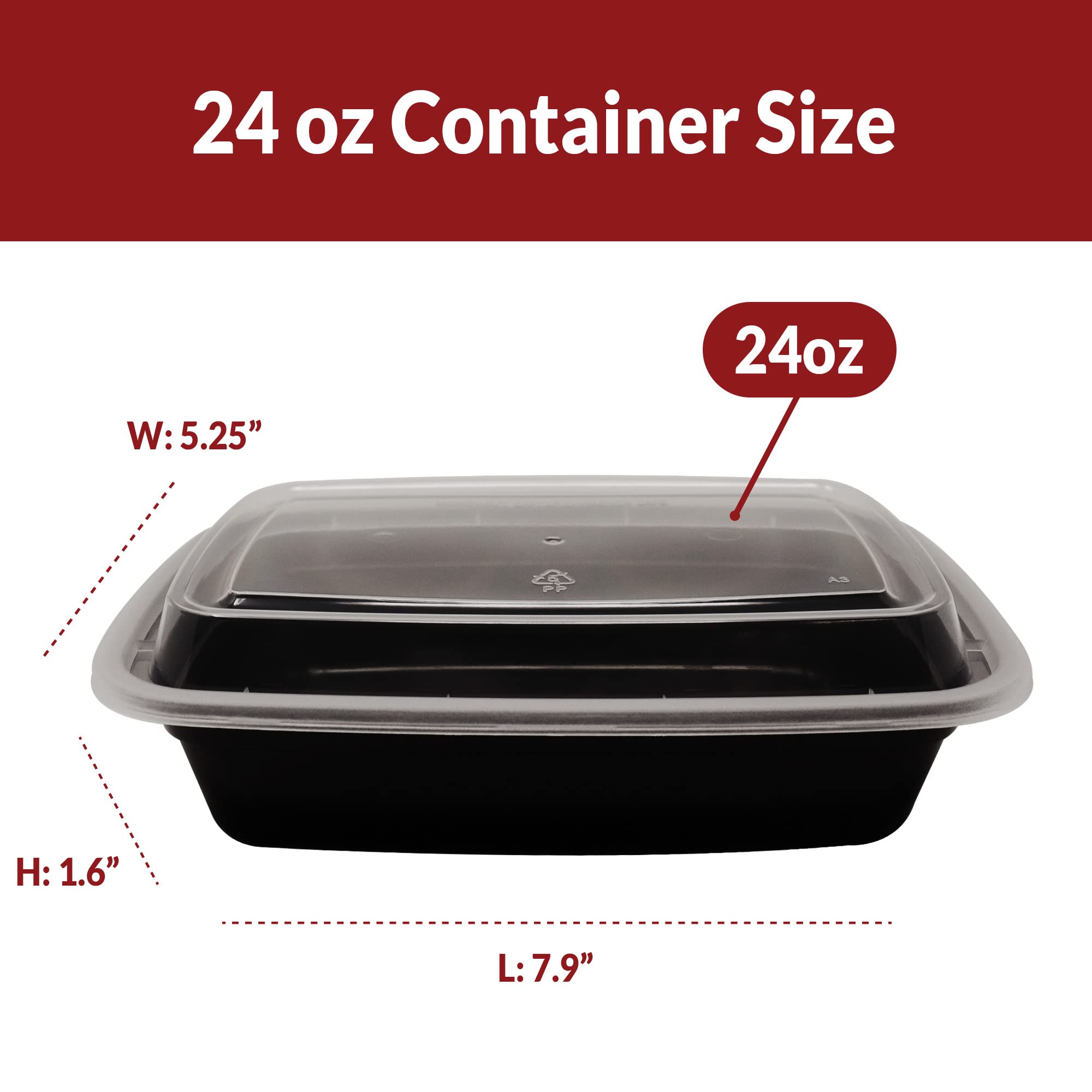 Reliable 24 oz Meal Prep Containers - 50 Pack with Lids | Microwave Safe Food Storage Containers | Reusable Bento Box & Lunch Box for Meal Prepping | Perfect for Office Lunches, Picnics & Food Delivery