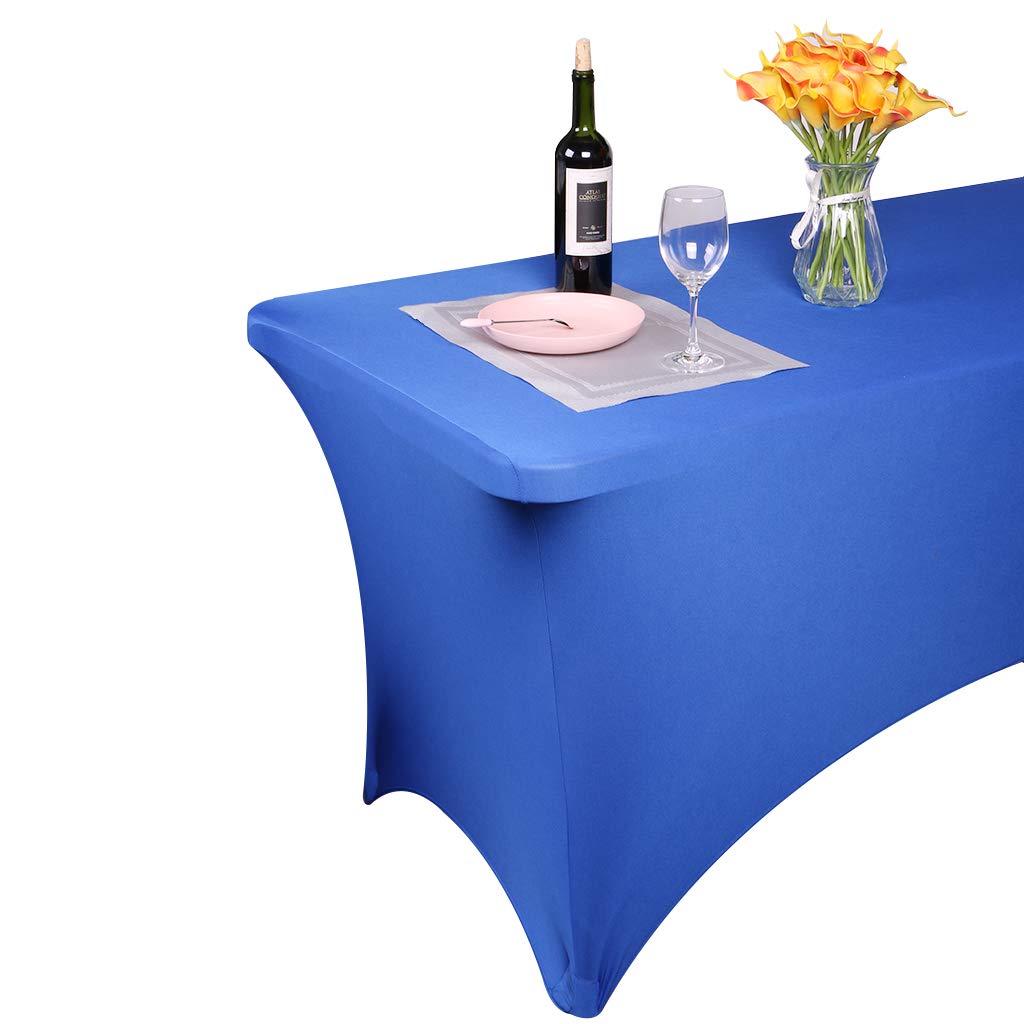 2-Pack Orange Spandex Tablecloth - 6FT Stretch Rectangular Table Cover, Washable Fitted Table Protector for Party, Wedding, Banquet, Festival, Christmas - Perfect for Outdoor Patio Dining & Holiday Decorations