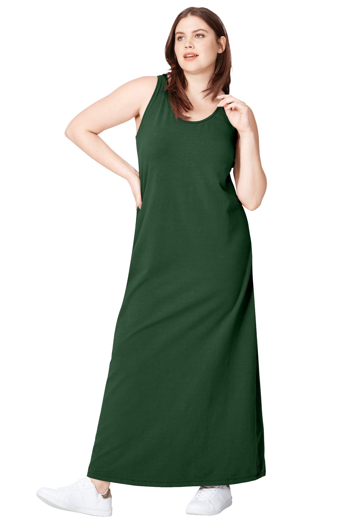 Ellos Women's Plus Size Tank Knit Maxi Dress - Flowy Summer Beach Dress for Vacation, Casual Outings & Special Occasions