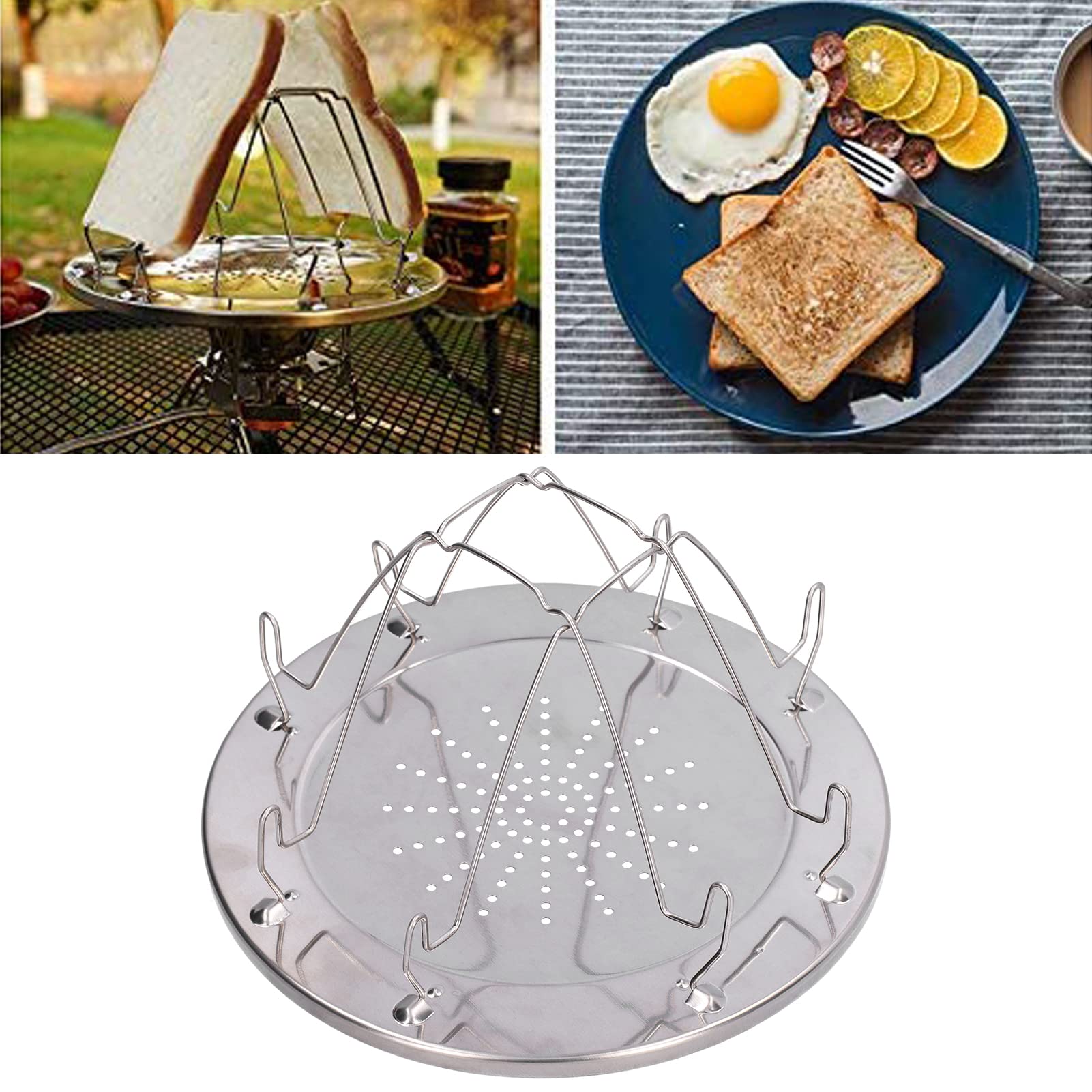 Stainless Steel Portable Toaster Stand for Camping | 4-Slice Toaster Rack Holder | Perfect for Outdoor Hiking, Fishing, BBQ & Picnics | Durable & Lightweight for Travel & Backyard Parties