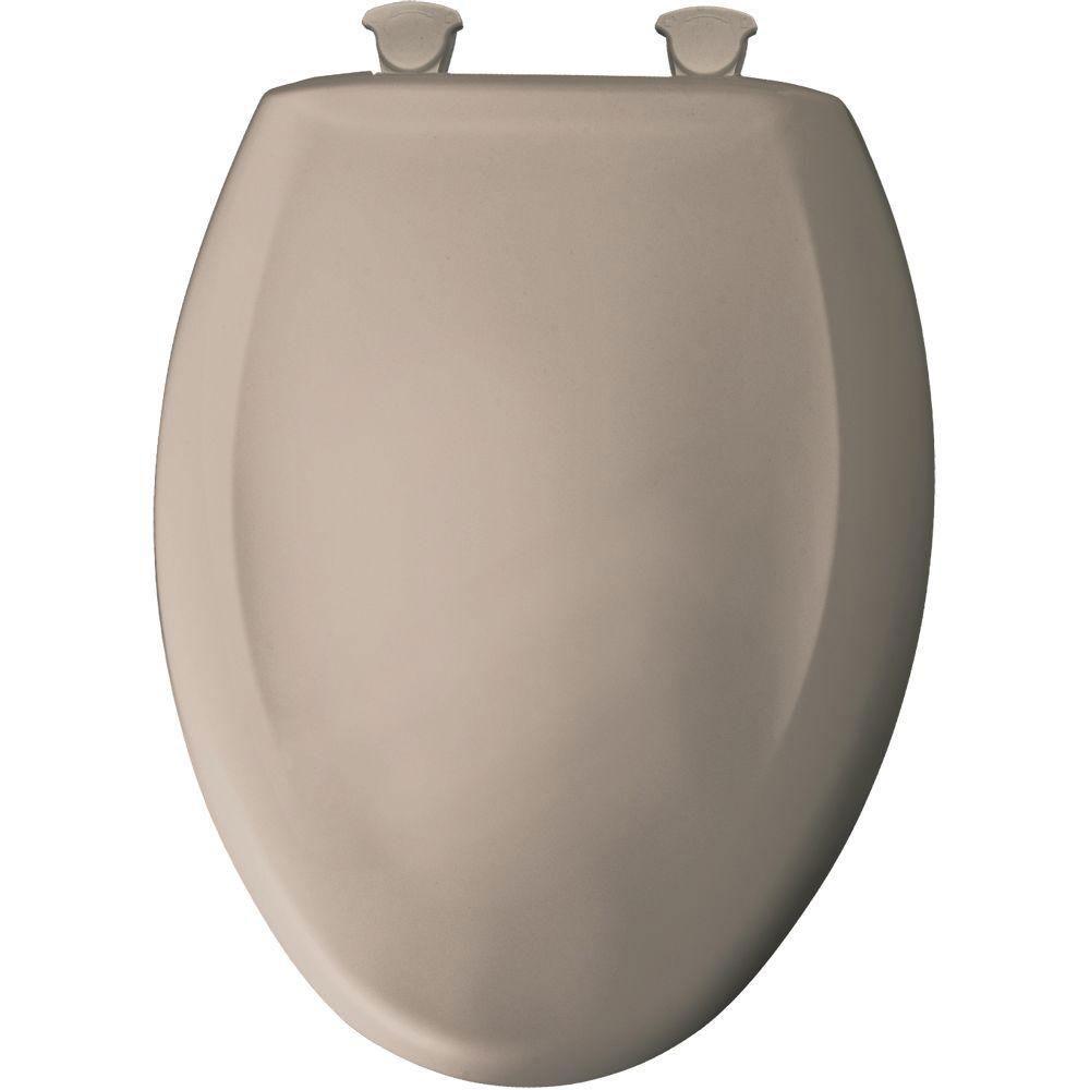 Bemis Slow Close STA TITE Elongated Toilet Seat - Soft Close Hinges, Durable Plastic, Fawn Beige (Model 529772) - Perfect for Bathroom Upgrade & Home Renovation