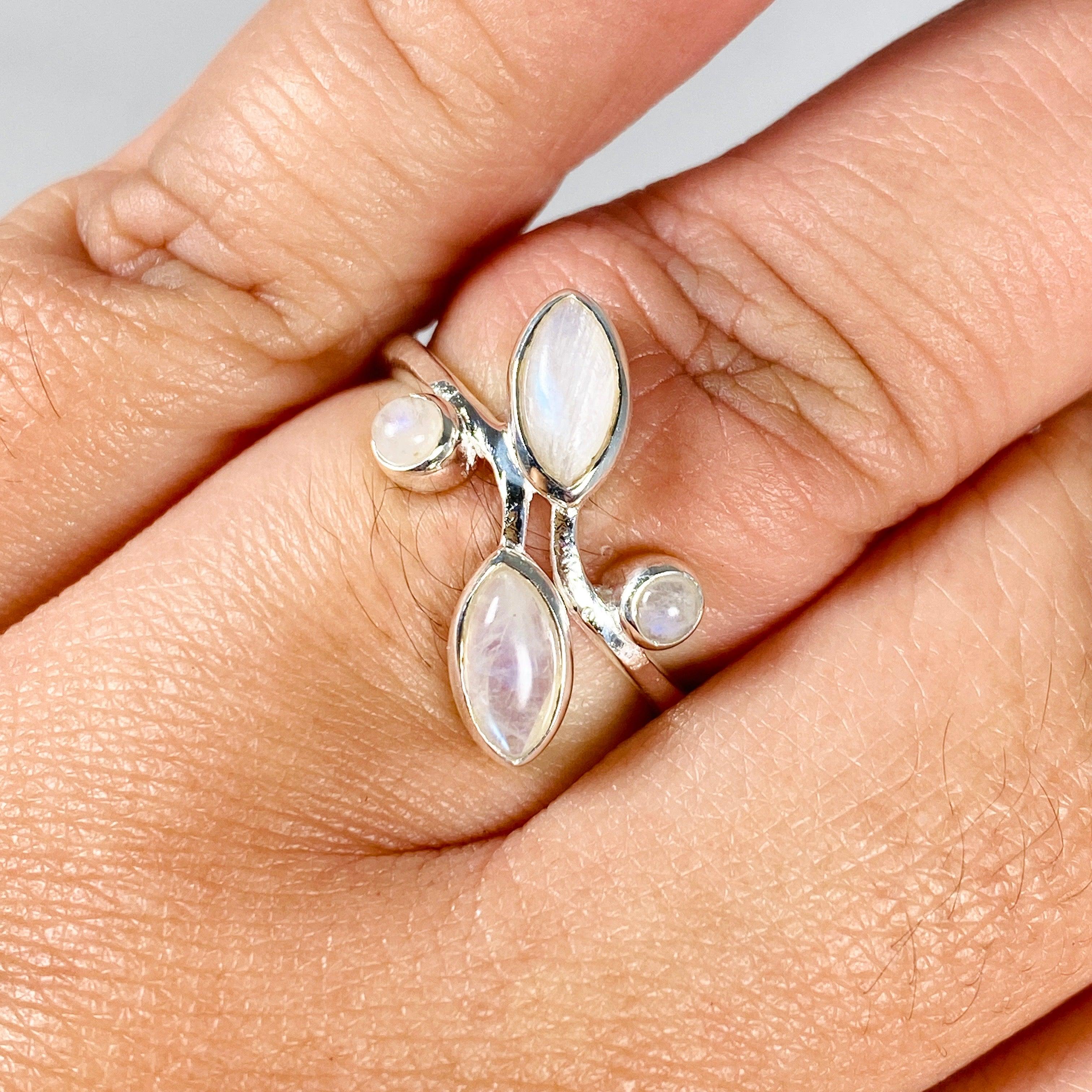 Moonstone Multi Stone Ring R3981 - Elegant Sterling Silver Jewelry for Women, Perfect for Weddings, Parties & Everyday Wear