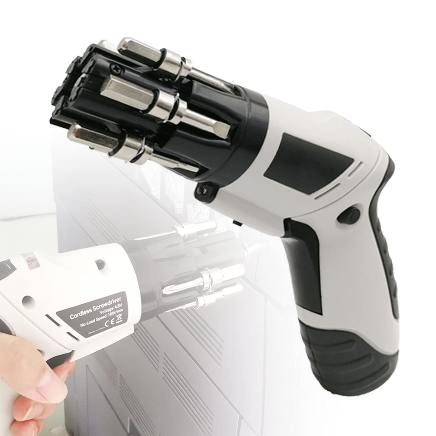 4.8V Cordless Electric Screwdriver Set with LED Light & Adjustable Handle - 3N·m Torque Power Drill for Home Improvement, Furniture Assembly, DIY Projects & Electronics Repair