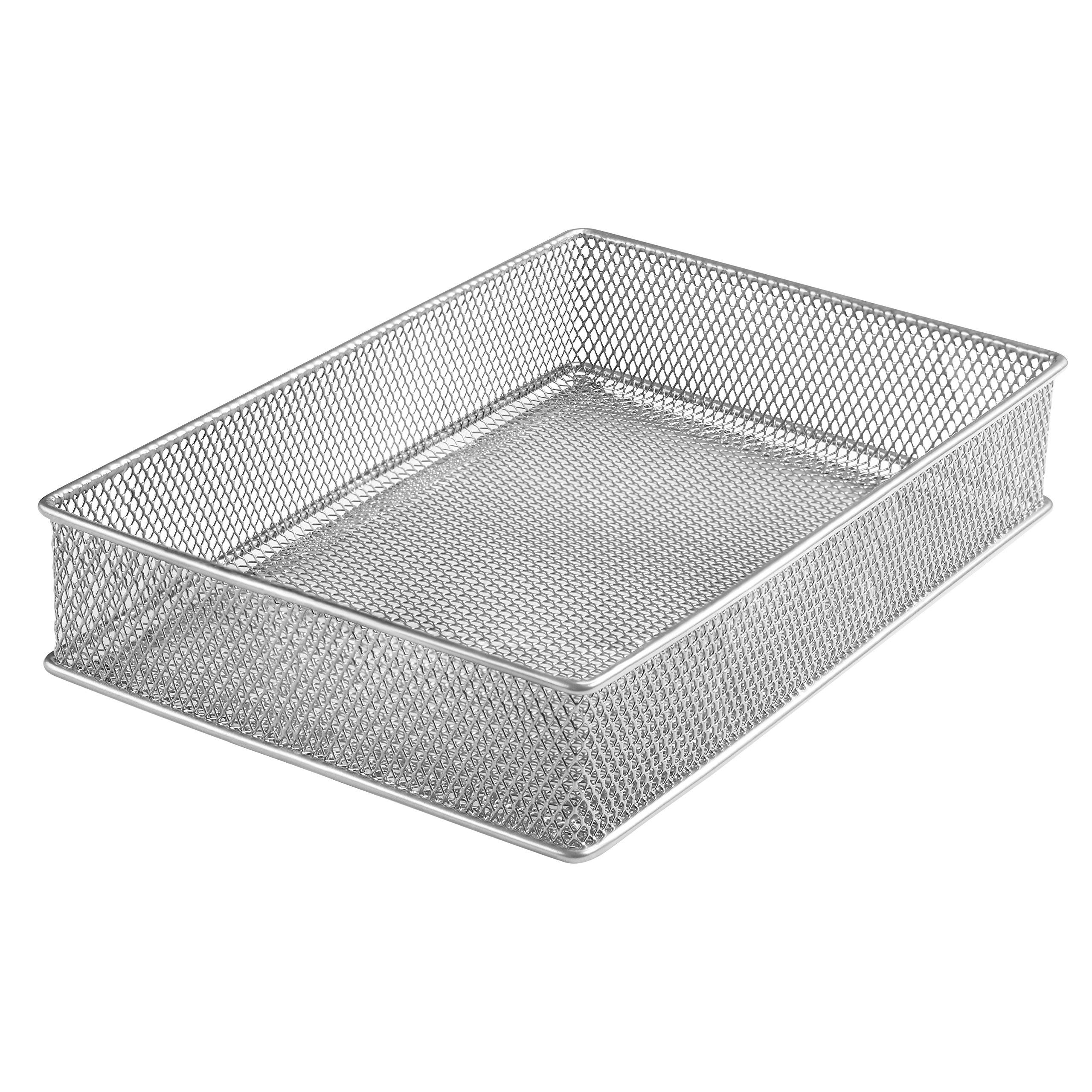 YBM HOME Silver Mesh Drawer Organizer Bins - 6x9x2 Inch Desk Organizer for School Supplies, Office & Home Storage - Perfect for Drawers, Shelves and Workspace Organization