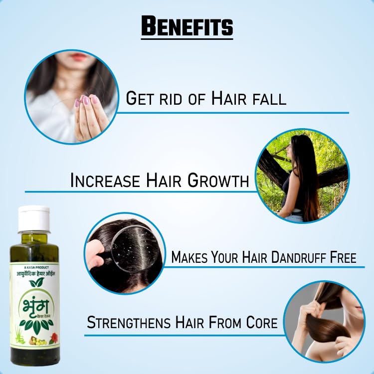 KASA PRODUCT Bhringraj Herbal Hair Oil for Men & Women - Promotes Hair Growth, Controls Hair Fall, Repairs Damaged Hair & Strengthens Roots with Amla, Neem & Bhringraj - 100ml | Perfect for Daily Hair Care & Scalp Nourishment