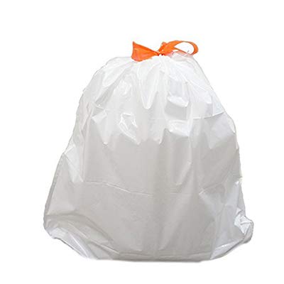 Touchless Custom Fit Trash Bags - Heavy Duty 13 Gallon Drawstring Garbage Bags for Kitchen, Bathroom & Office Waste Disposal (60 Count)