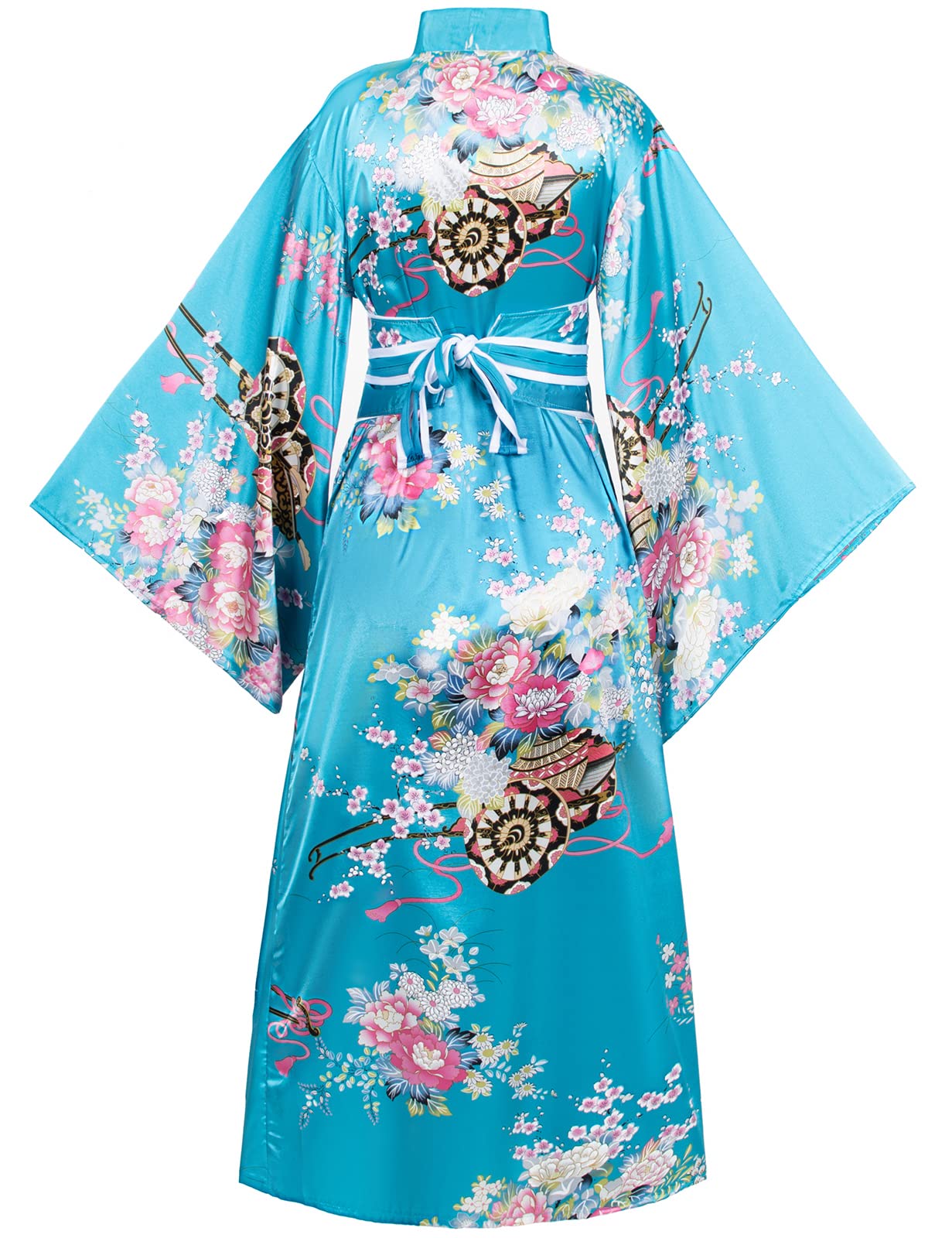 Japanese Anime Women's Kimono Robe - Geisha Yukata Sweet Dress with Blossom Satin Bathrobe, Sleepwear & Tabi Socks Set - Perfect for Cosplay, Loungewear, and Themed Parties