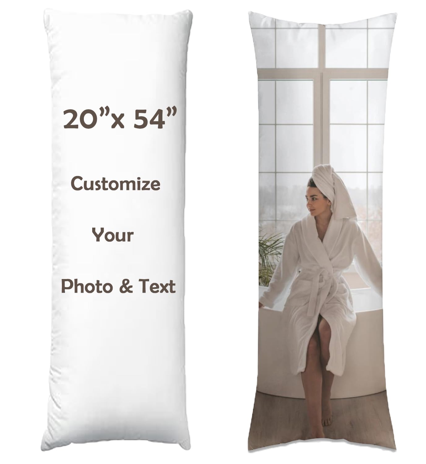 Custom Anime Body Pillow Cover 20x54 Inches - Personalized Photo & Text Printing - Soft Removable Pillowcase for Home Decor, Cosplay & Gift Giving