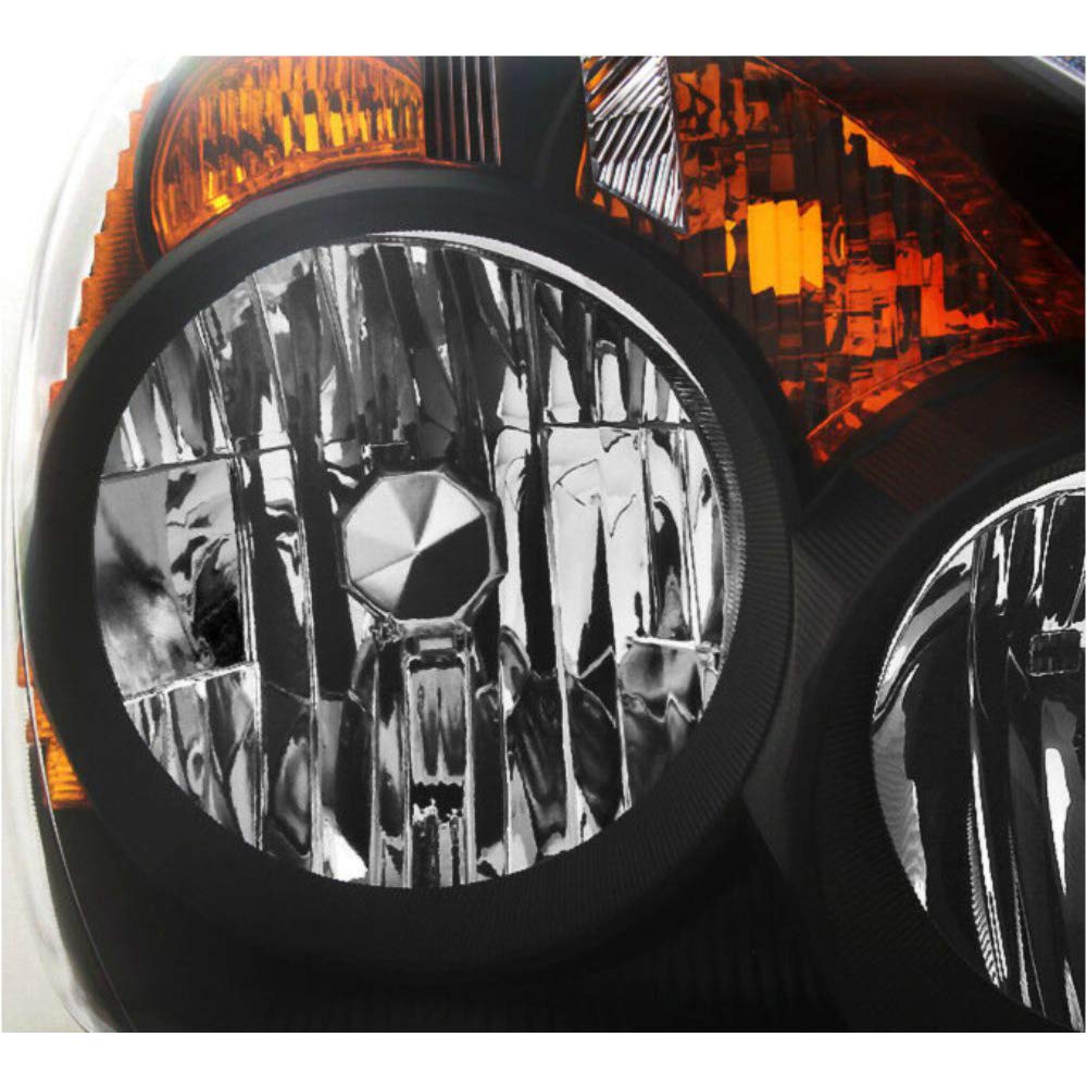 2005-2006 Japan Built Model Black Left & Right Side Replacement Headlights - Perfect for Night Driving & Car Restoration Projects