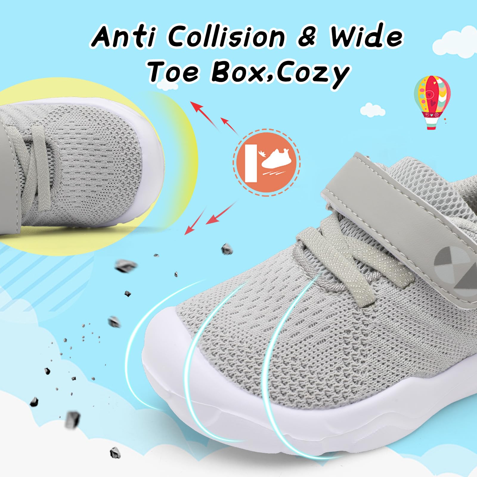 Breathable Kids Sneakers for Toddlers - Lightweight Running Shoes for Boys & Girls - Outdoor & Tennis Play