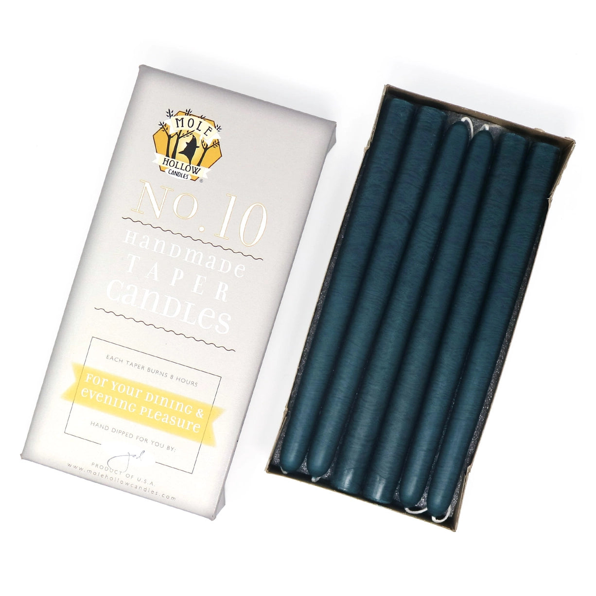 Premium Williamsburg Blue Taper Candles - Set of 2 Hand-Dipped Beeswax Candles for Elegant Dining, Romantic Dinners & Holiday Decorations