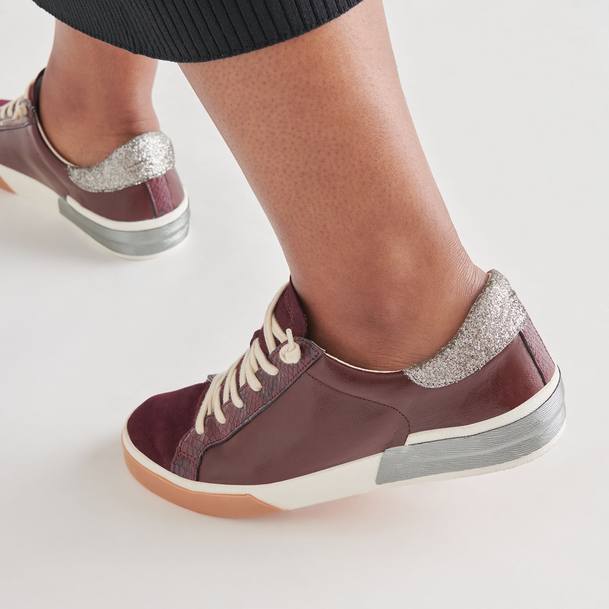 ZINA Women's Burgundy Crinkle Patent Leather Sneakers - Comfortable & Stylish Casual Shoes for Walking, Work & Everyday Wear