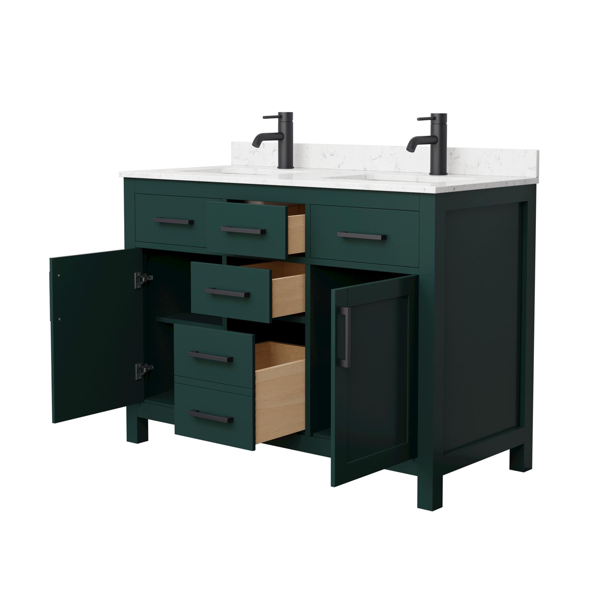 Wyndham Collection Beckett Vanity Set with Mirror - Green Bathroom Vanity for Modern Homes (WCG242448DGKCCUNSMXX) | Perfect for Master Bathroom, Guest Bath & Powder Room Makeovers