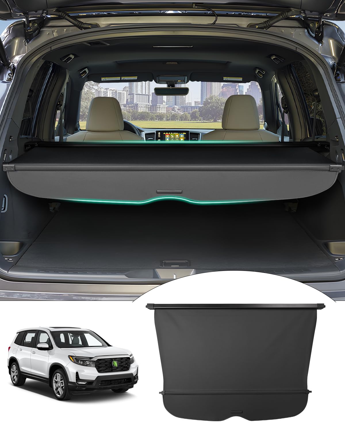 2019-2025 Honda Passport Retractable Cargo Cover - Durable Trunk Shade Protector for Luggage & Gear | Perfect for Road Trips, Camping & Grocery Hauling