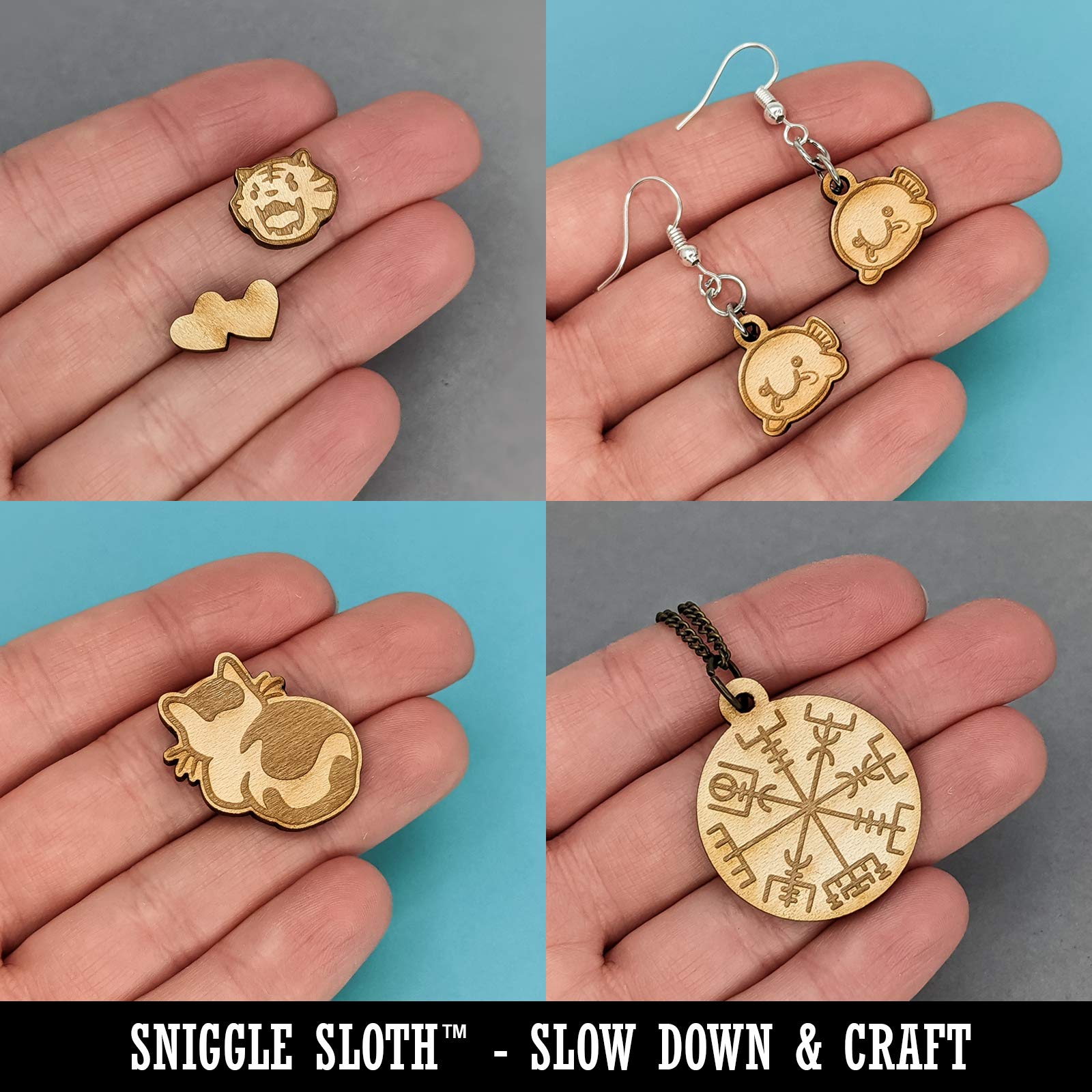 Mini Wooden Gardening Tools Charms - 25mm (7pcs) for DIY Jewelry & Crafts