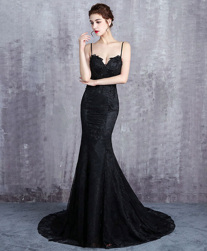 Elegant Black Lace Mermaid Prom Dress for Women - Formal Evening Gown for Homecoming, Wedding, and Special Occasions