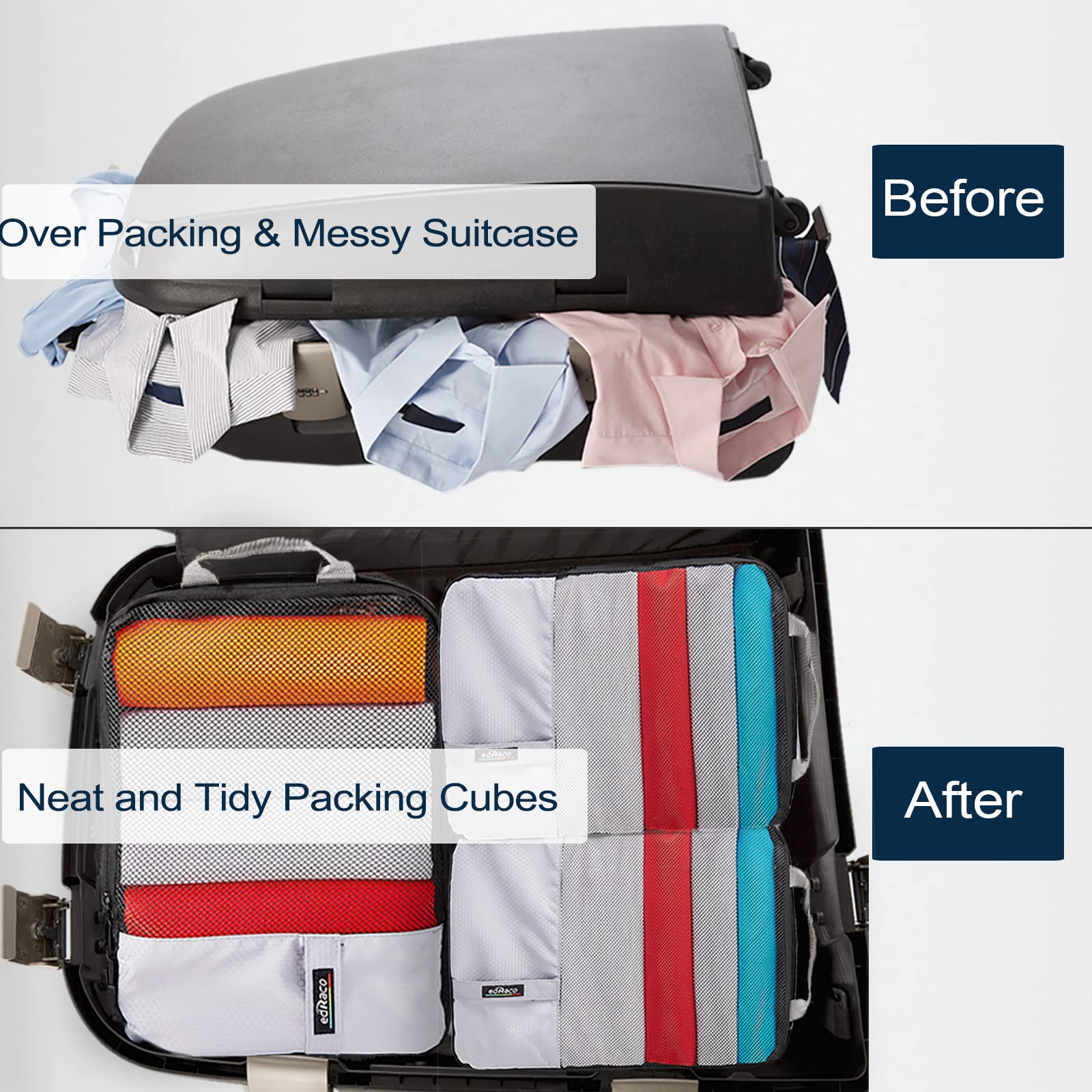 6-Piece Compression Packing Cubes Set - Expandable Travel Luggage Organizer with Toiletry Bag | Space-Saving Packing Solution for Suitcases, Backpacks & Weekend Trips