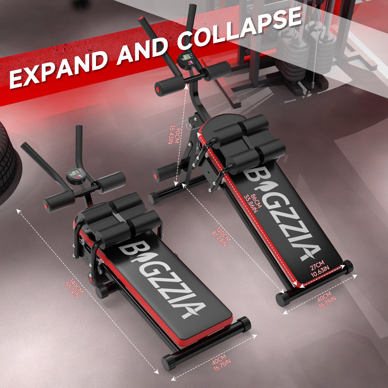 Bigzzia Ab Machine - Foldable Adjustable Abdominal Trainer for Home Gym, Core & Stomach Workout Equipment - Perfect for Crunches, Sit-ups & Full Ab Exercises at Home