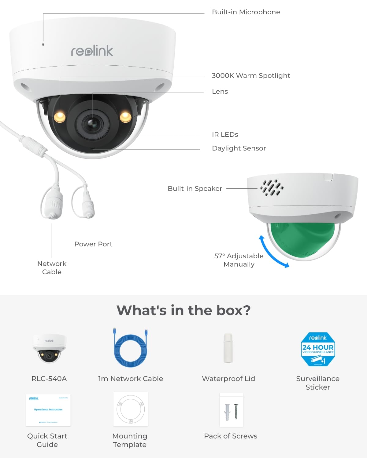 REOLINK RLC-540A 5MP Outdoor PoE Security Camera - 2.8mm Lens, 130° View Angle, IK10 Vandal Proof, Smart Motion Detection, Color Night Vision, 2-Way Audio, IP67 Weatherproof - Ideal for Home Surveillance, Business Security & Property Monitoring