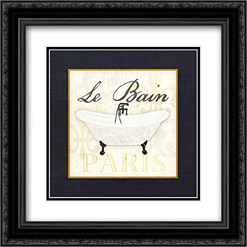 Perrenoud Aubree 15x15 Inch Black Ornate Framed Double Matted Museum Art Print - Le Bain Tub Bathroom Wall Decor for Home, Office & Spa