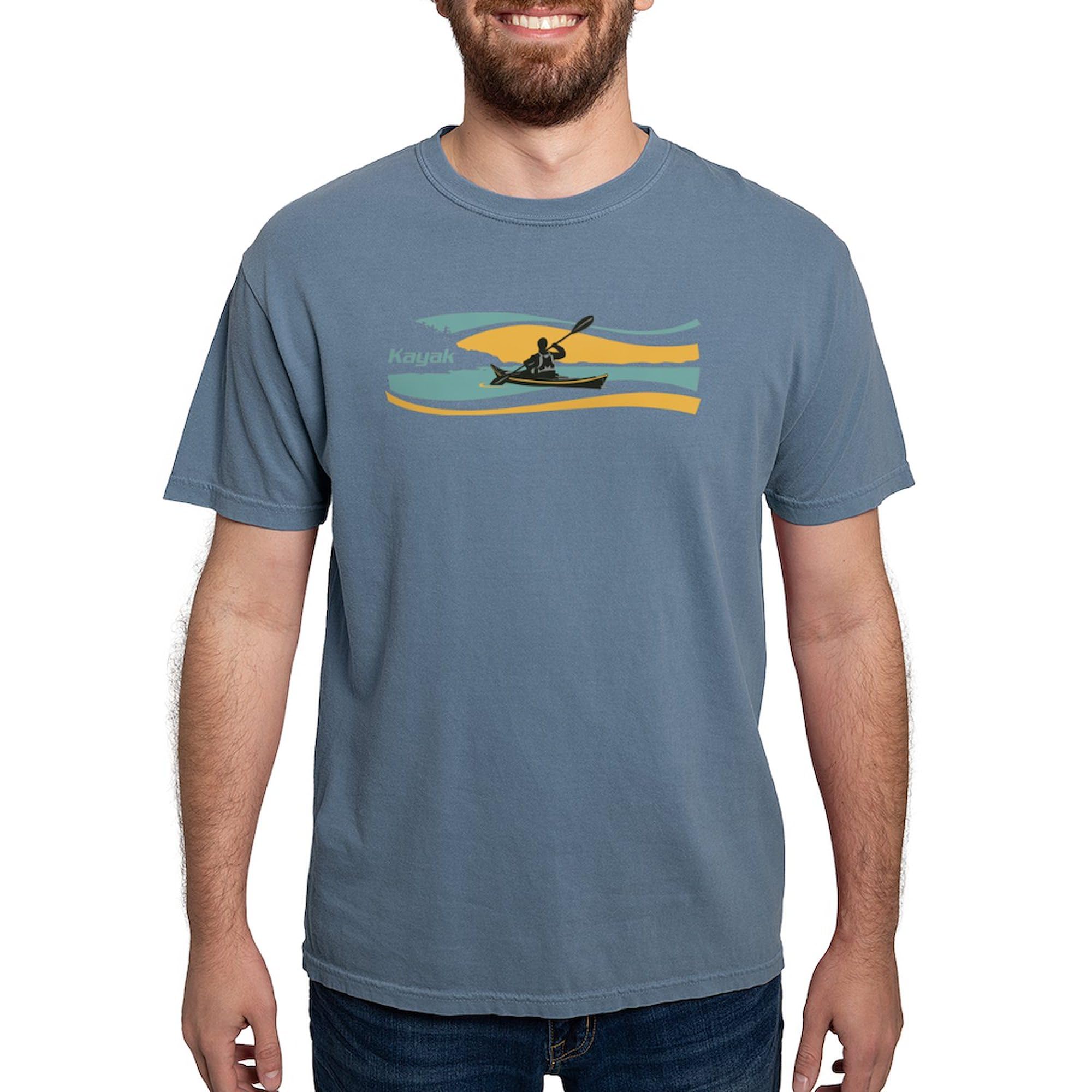 **Men's Kayak Sunrise Graphic T-Shirt - Comfort Colors® Soft Cotton Tee for Kayaking, Outdoor Adventures & Casual Wear**